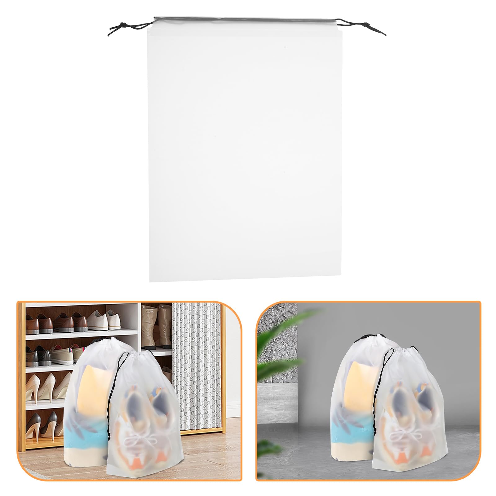 Borsa per Scarpe da Viaggio 40pezzi 30x40 Cm Pe Bianco | Festa Scuola Decor, Borsa Portaoggetti Coulisse, Riutilizzabile e Portatile per Packing e Commuting