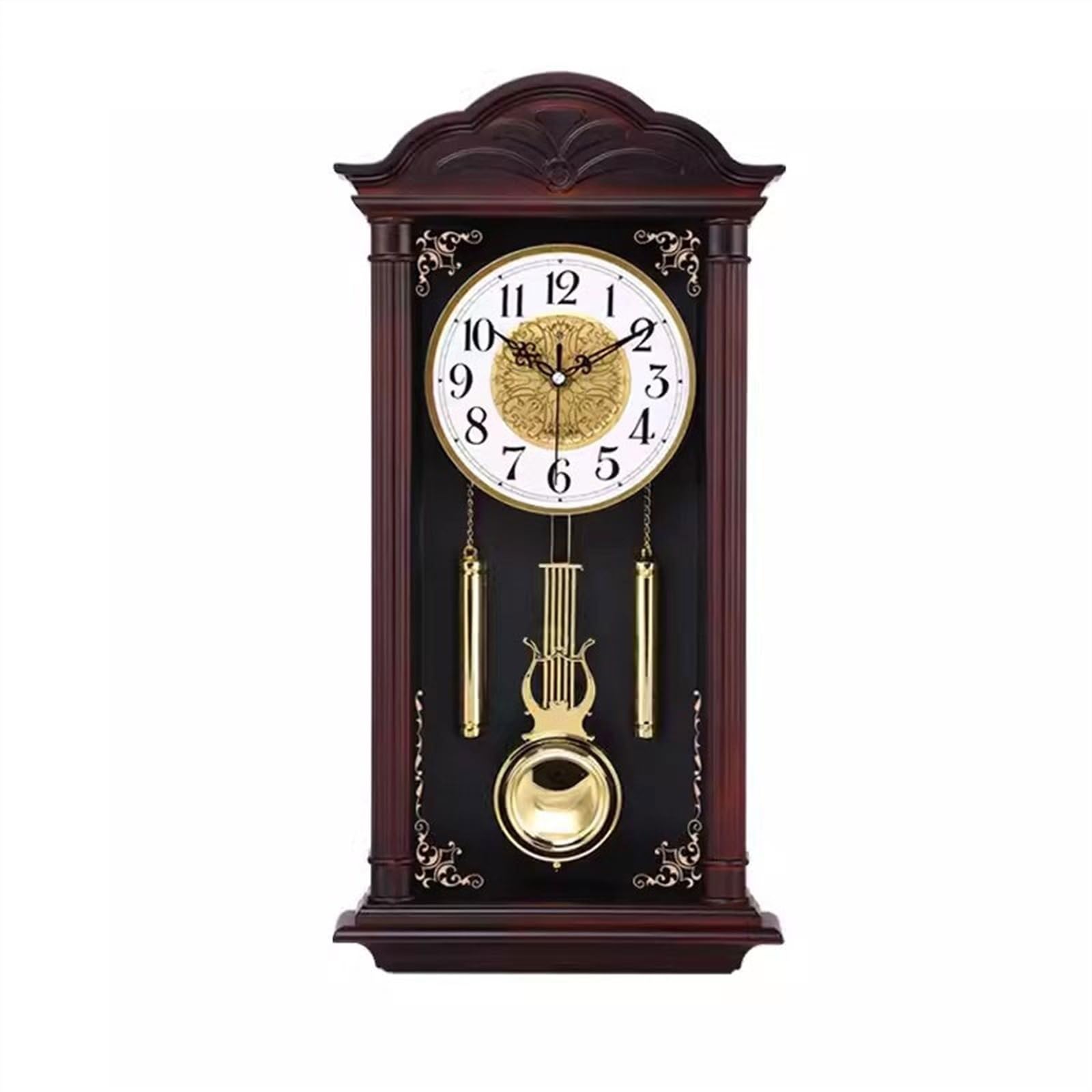 Eines B Wall Clock Living Room Imitation Wood Quartz Clock Swing Wall Clocks Creative Retro Mute Pendulum Clock(B)