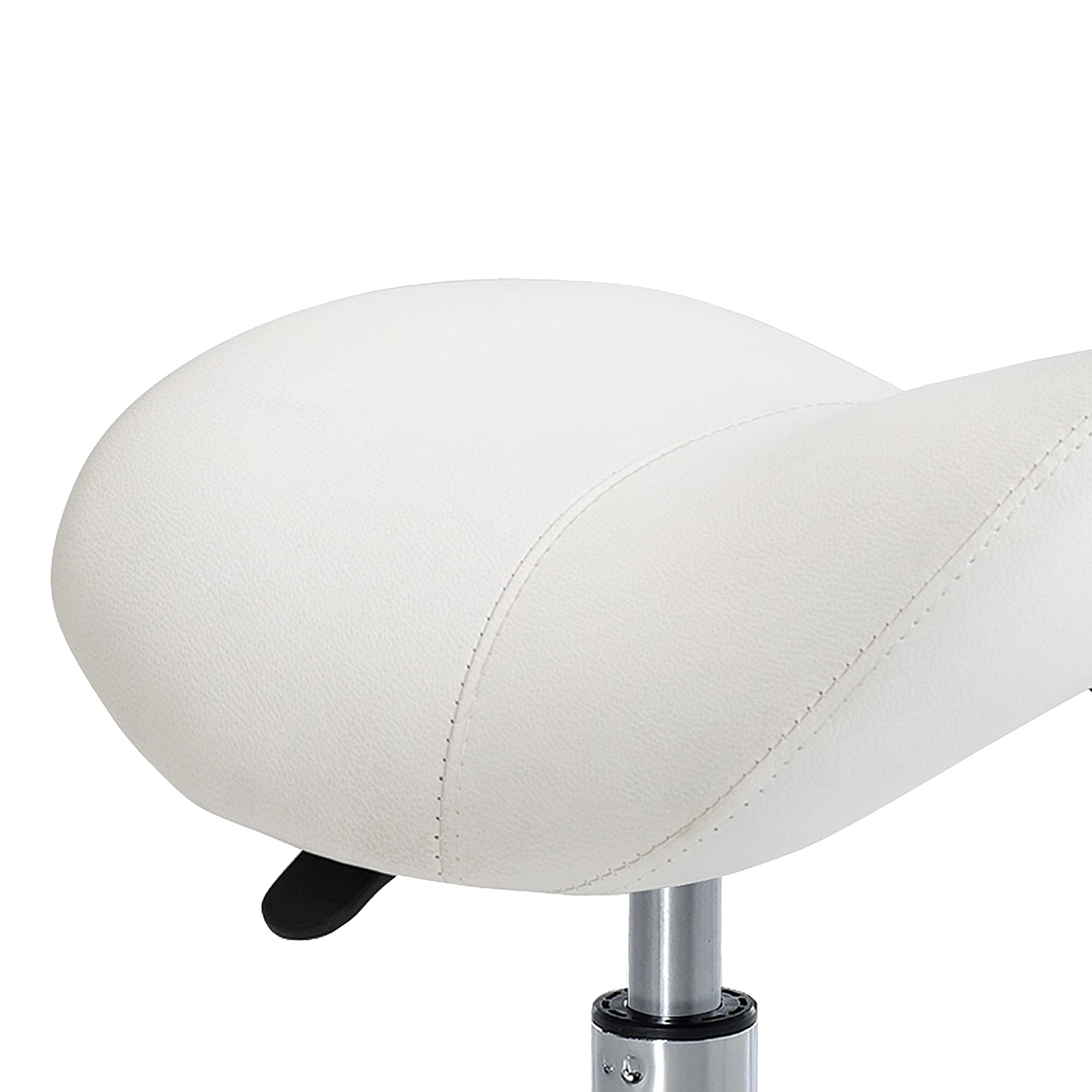 HOMCOM Sgabello da Lavoro a Sella con Ruote e Altezza Regolabile per Negozi Parrucchiere e Tattoo, 52x53x49-61cm Beige