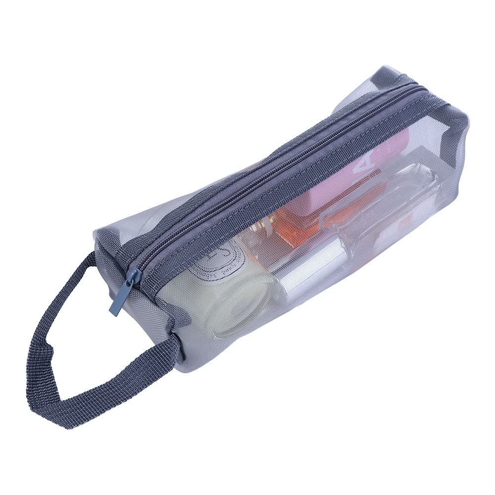 Mesh Cosmetic Bag Makeup Zipper Pouch Clear Cosmetic Storage Bags Handbag Toiletry Bag for Home Office Travel Accessories(M)