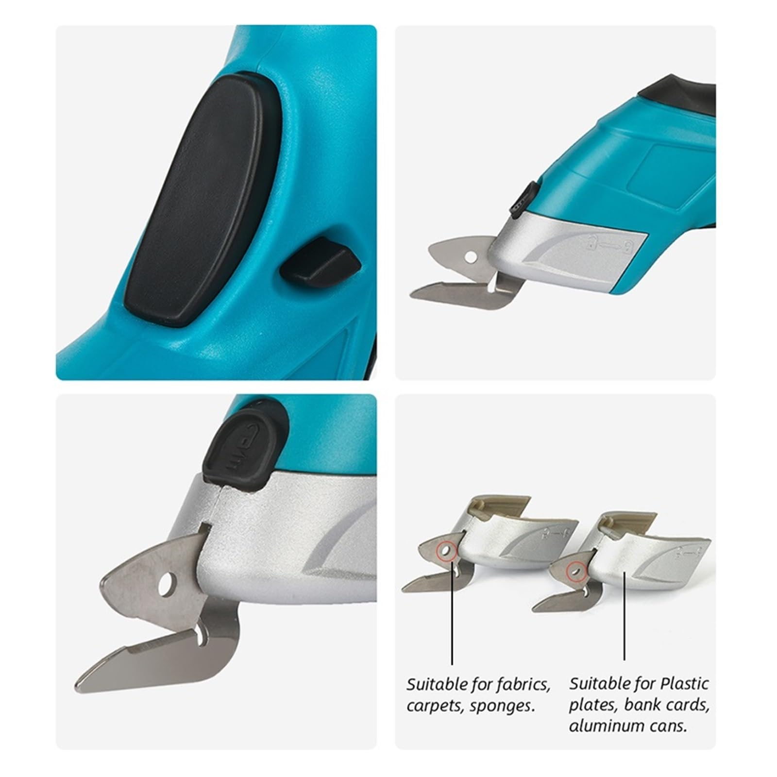 Tijeras De Coser Inalámbricas 3,6 V, Eléctricas, Recargables, For Tela, Alfombras, PVC Y Cuero, Con 2 Cuchillas Potentes Y Sin Esfuerzo(One Cutter Head)