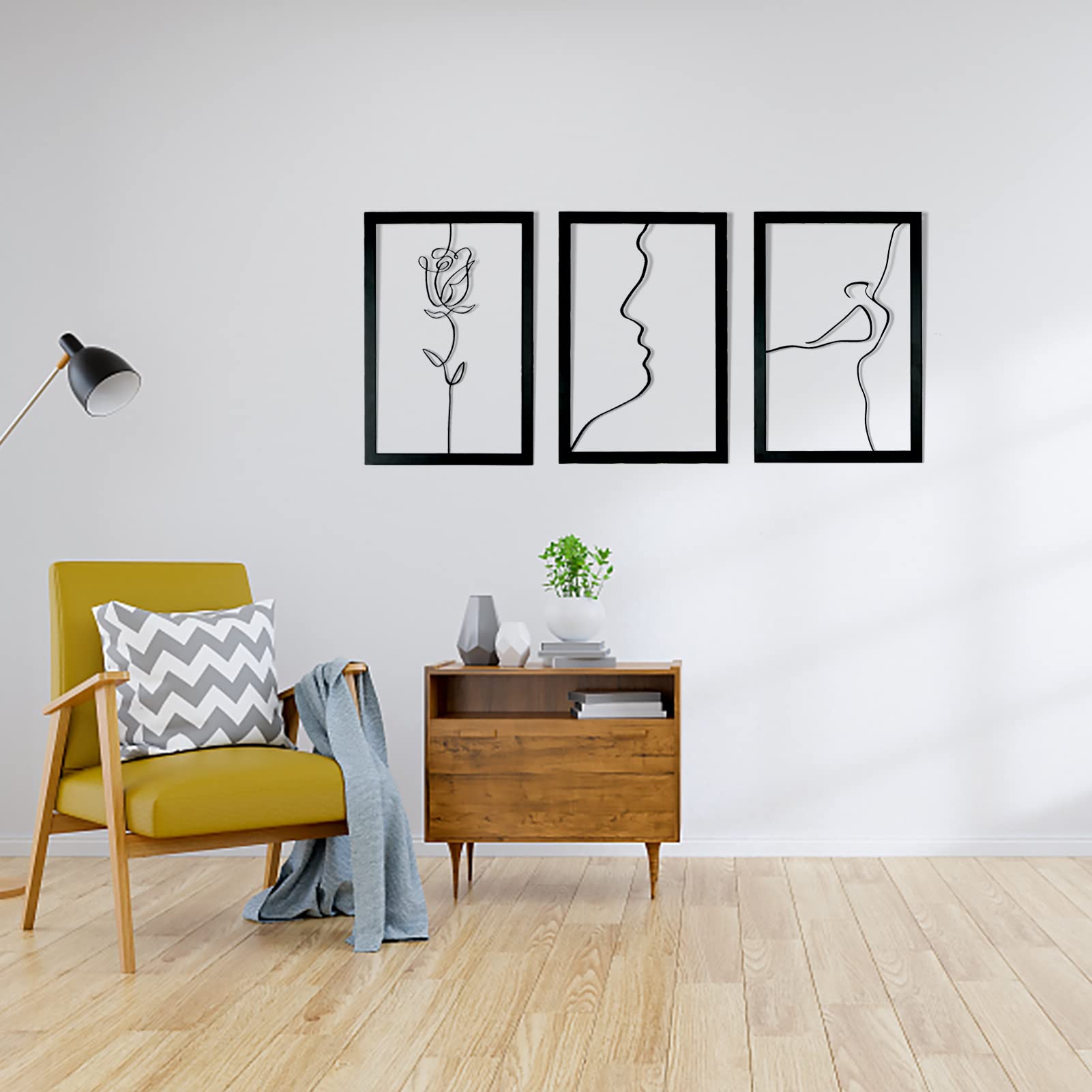 VIDI Set di decorazioni da parete in metallo, 8 pezzi, per soggiorno, ornamenti in oro, decorazione da parete
