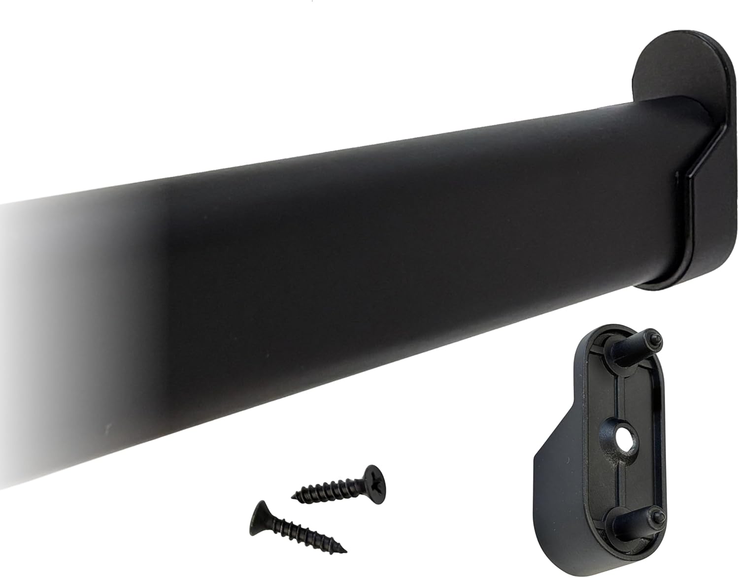 48" Oval Closet Rod Kits | Matte Black | Rear Pin End Brackets & Hardware | Heavy-Gauge Steel | 5 Kits | Desunia