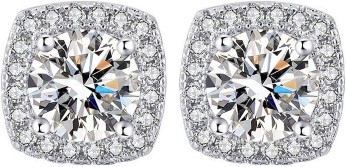 Moissanite Stud Earrings 1-2ct D Color VVS1 Clarity Round Cut 925 Sterling Silver Moissanite Earrings with 18K White Gold Plated Earrings for Women Men - Image 6