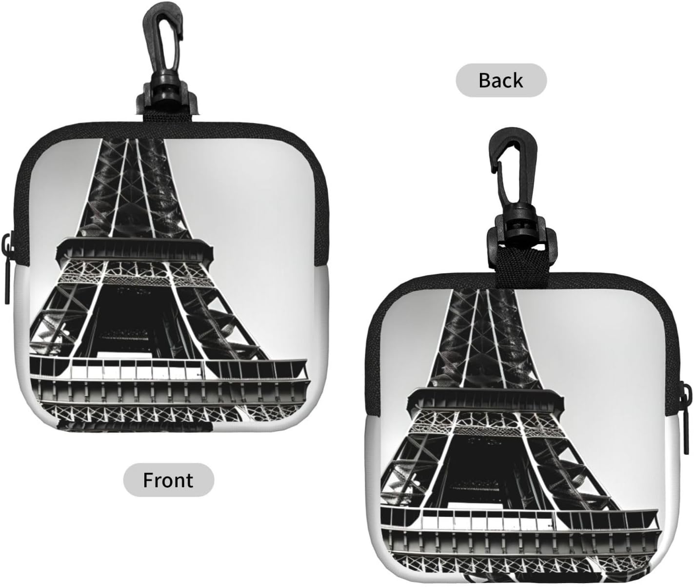 Black Paris Eiffel Tower Print Versatile Square Storage Bag Travel Organizer Pouch Toiletry Home Office Gift image 2