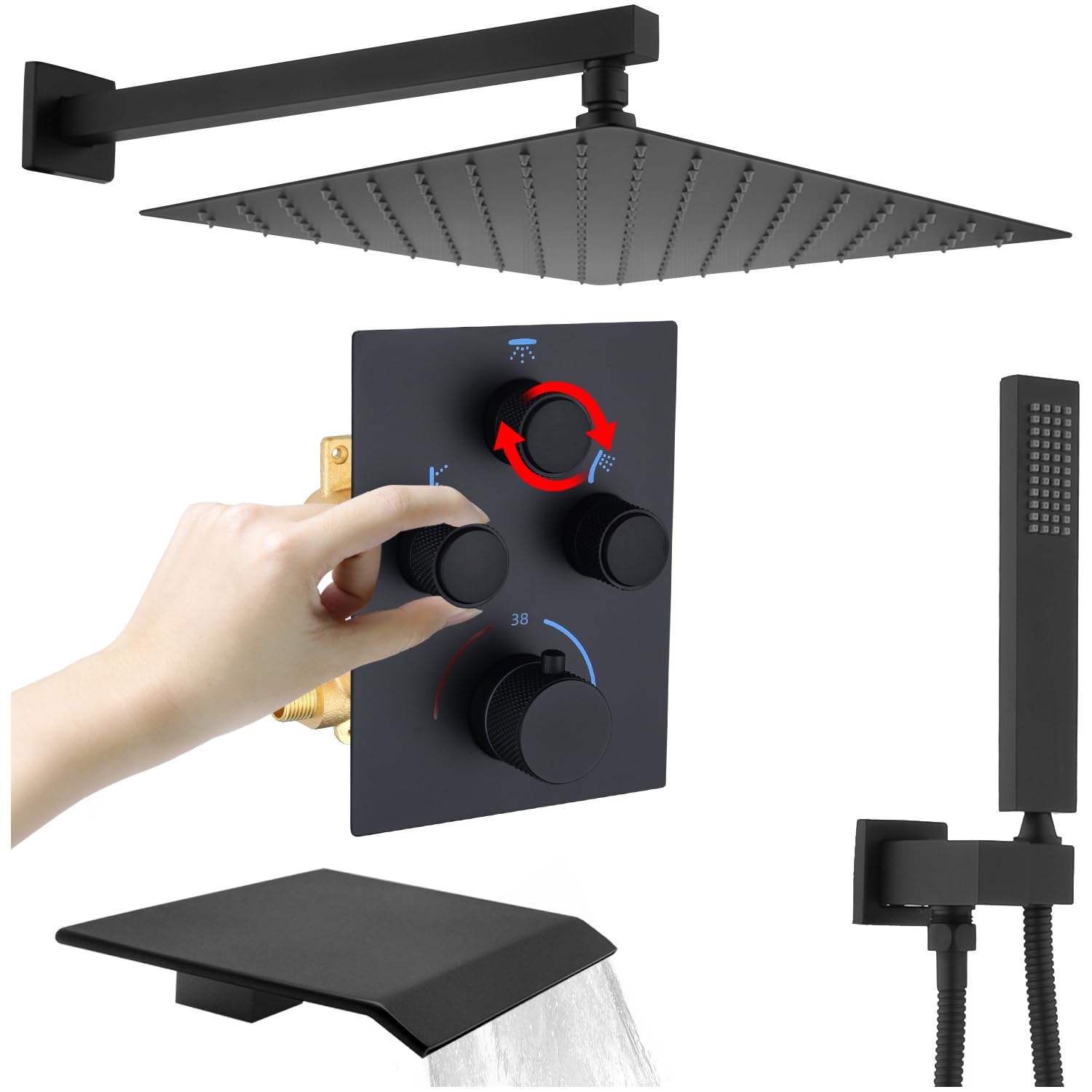Kit douche thermostatique contre les variations de température eau noire