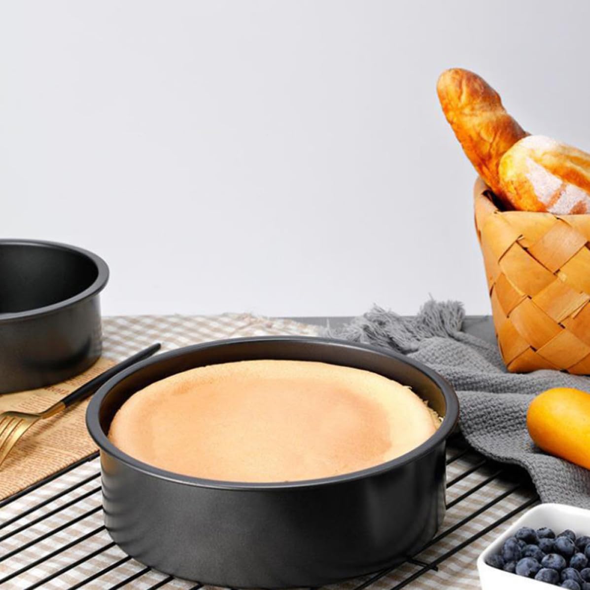 Kichvoe Set de 3 Moldes para Tartas Desmontables de Acero al Carbono Antiadherentes con Base Extraíble, Diseño Práctico y Aptos para Hornear Pasteles Multicapa