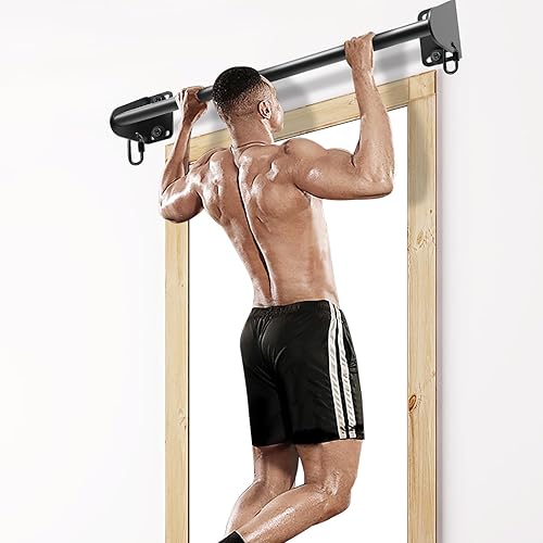 Miniatura 3 de SELEWARE Barra de dominadas de alta resistencia totalmente soldada para puerta, vigas y vigas  Barra de dominadas montada con ganchos de banda de