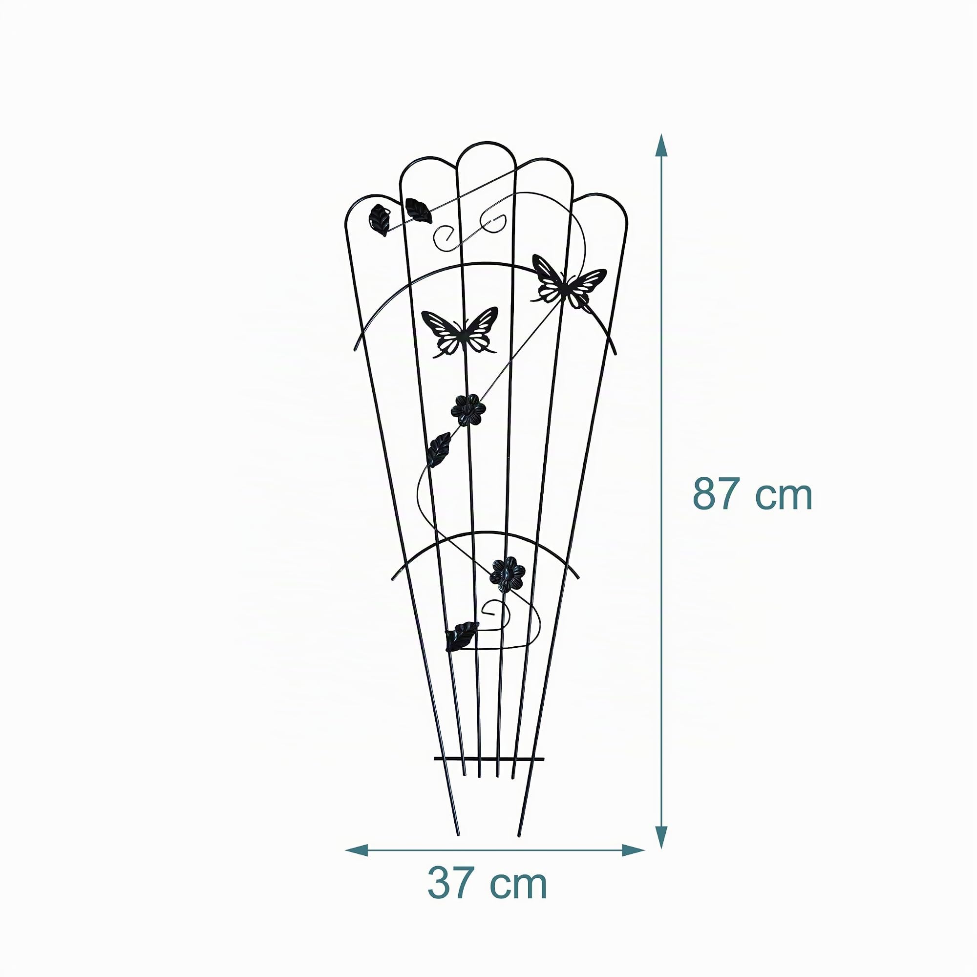 Relaxdays Treillis, Lot de 2, H x l : 87 x 37 cm, métal, Support Plantes grimpantes, tuteur rosiers, Noir