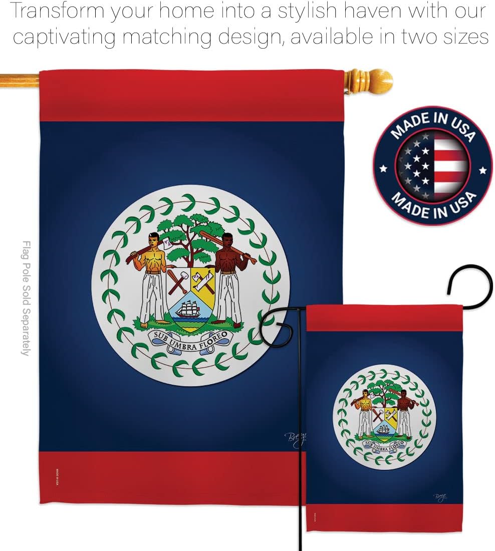 Breeze Decor G158163 Belize Flags of The World Nationality Impressions Decorative Vertical Garden Flag 13" x 18.5" Printed in USA Multi-Color