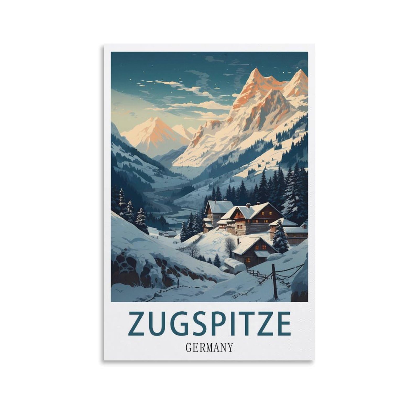 Lhjoiun Unframe-Style Zugspitze Germany Vintage Travel Posters 08X12inch(20X30cm) Art Canvas Print For Living Room Bedroom Home Decoration Modern Art