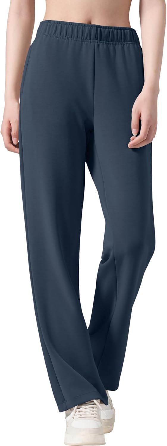 Yvette Women's Sweatpants Casual Pants Open Bottom with Pockets Yoga Lounge