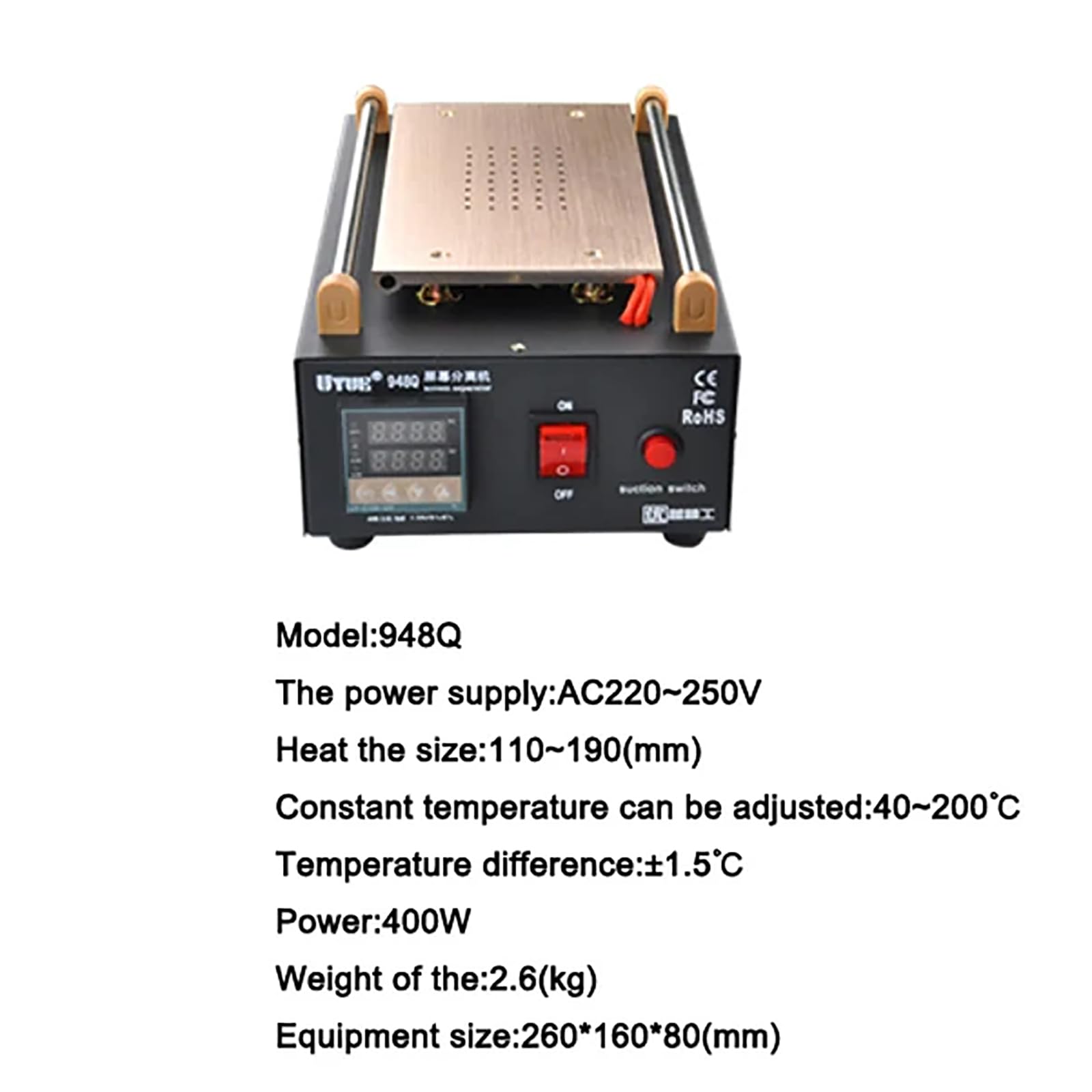 Máquina separadora de pantalla LCD con bomba de vacío integrada, temperatura ajustable, control digital para reparación de teléfonos