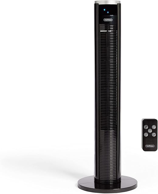 VonHaus Tower Fan 35, Electric Fan for Cooling, Oscillating Fan with Timer for Any Space, Remote Control Standing Fan Cools Bedrooms & Family Rooms, Floor Fan with 3 Breeze Speeds, 2 Year Warranty