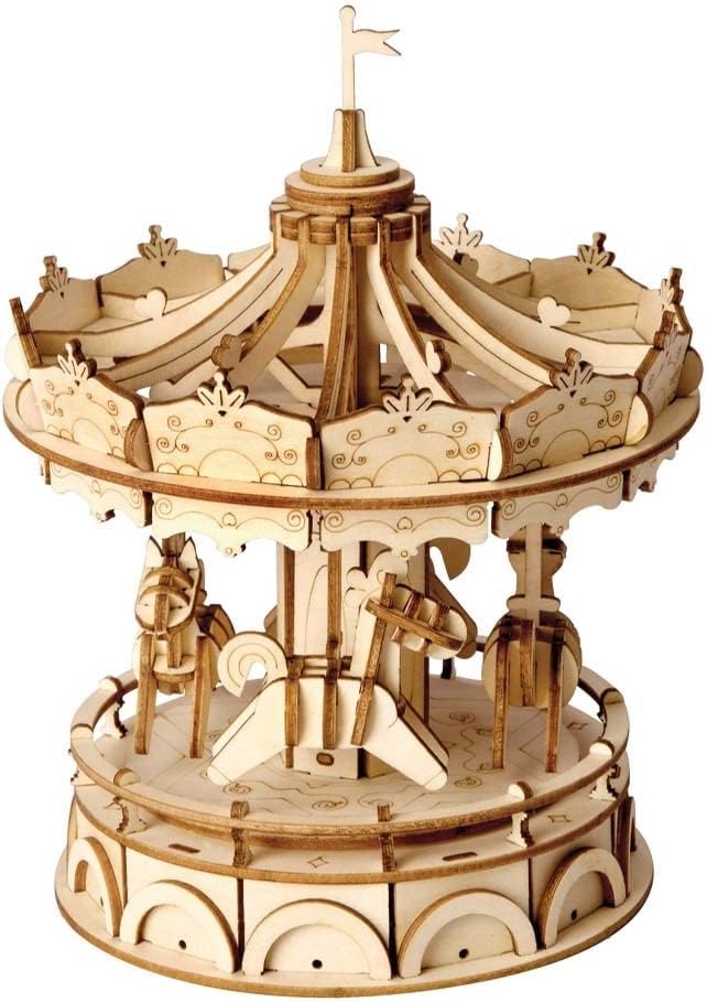 Assembled ROBOTIME TG404 3D Wooden Puzzle Carousel