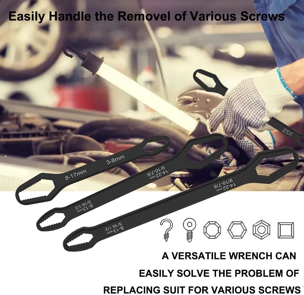 SKYPRO 8-22mm Universal Torx Double-ended Self-Tightening Wrench, Adjustable Glasses Wrench, Multi-purpose Wrench Tool for Home Car Repair Tool - Length 265mm 1Pc