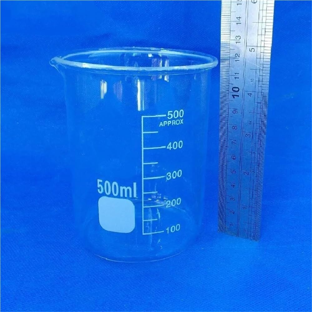 Borosilicate Glass Beaker, Laboratoryjna zlewka z wylewką o pojemności 500 ml, przezroczystego szkła borokrzemianowego