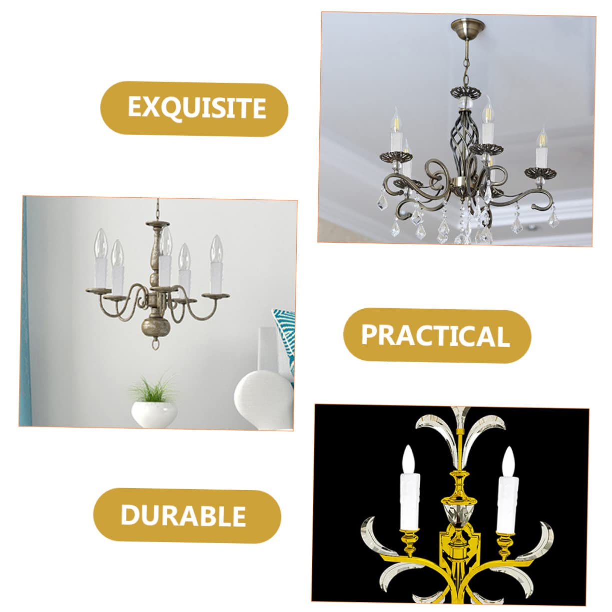 Ipetboom 6x Kronleuchter Hülsen Weiß - Metall Lampenfassung Abdeckungen | Einfache Montage