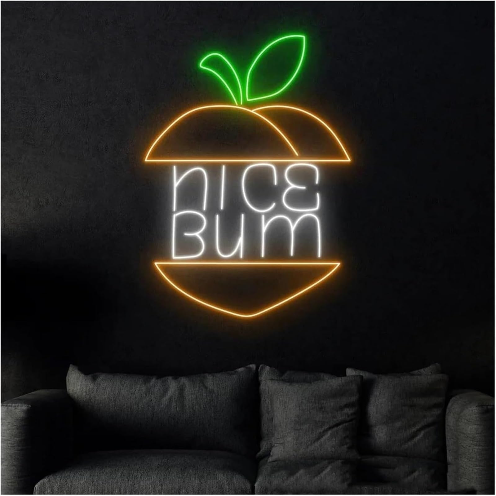 Luz de neón Letrero de neón Nice Bum para baño, inodoro y ducha, decoración pared 38 cm