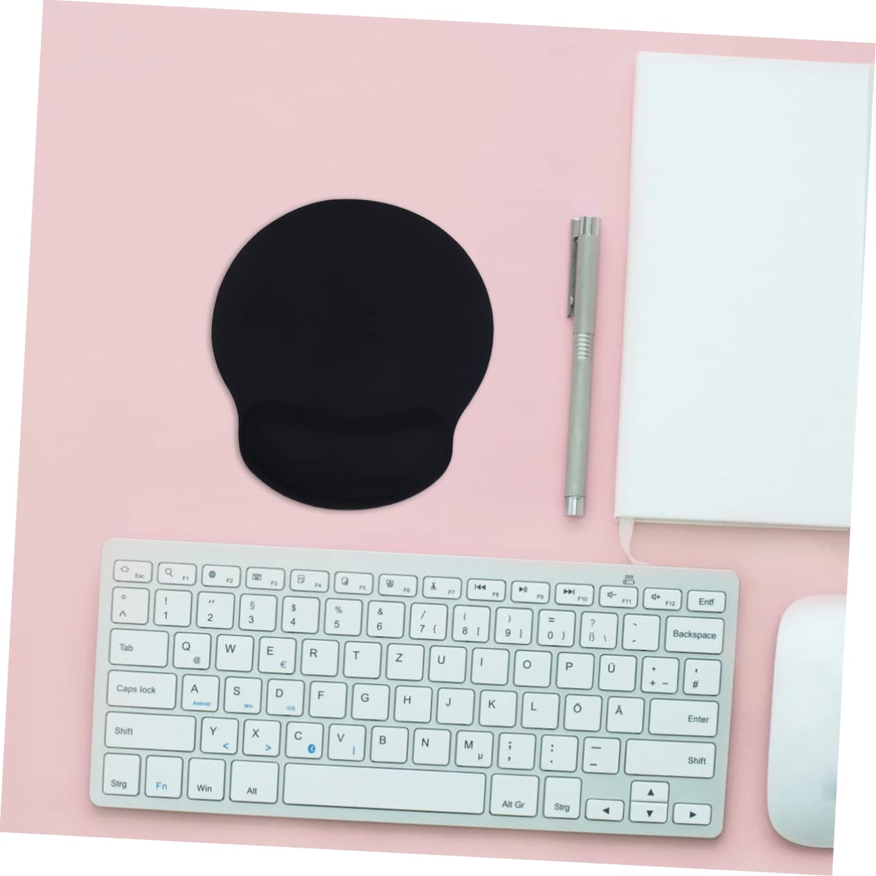 Tofficu 2sets Poggiapolsi Per Tastiera e Mouse Cuscinetti Materiale Ergonomico Supporto Per Polso Per Ufficio e Gaming Design Elasticizzato Per Comfort Prolungato Nero