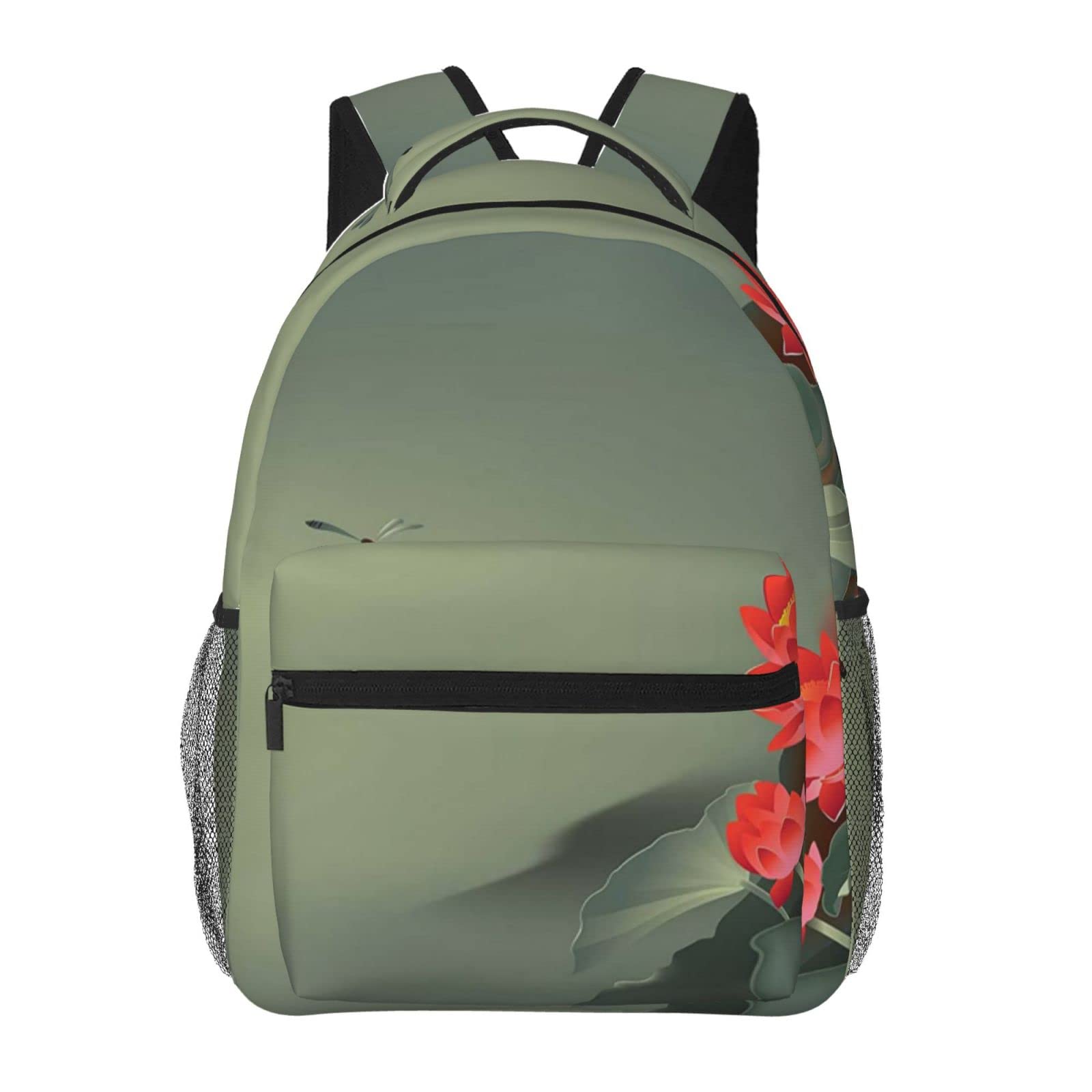 Sac à dos ordinateur portable fleur de lotus noir grand format style décontracté