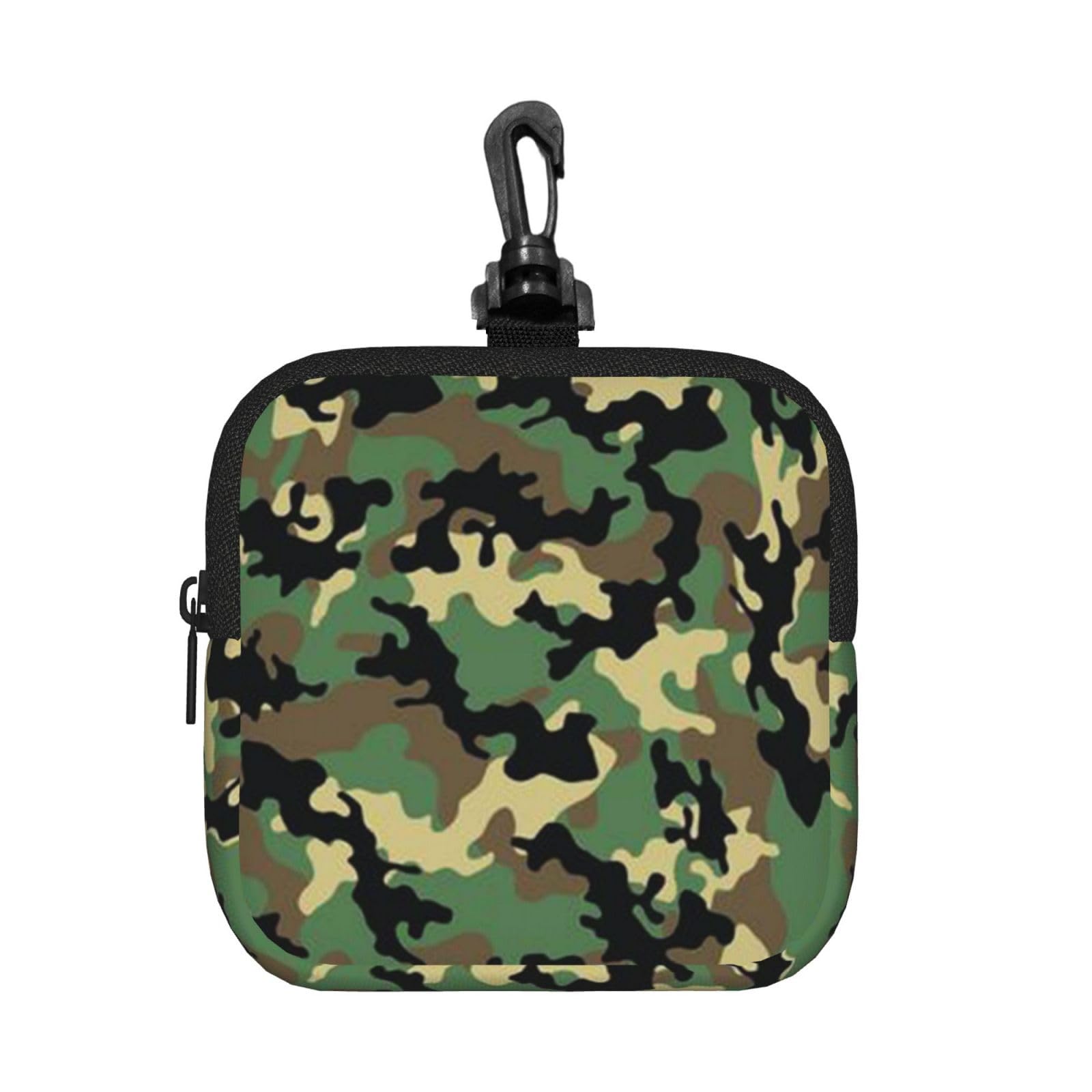 Ercgad Unisex Black Camo Print Square Storage Bag Travel Toiletry Cosmetic Organizer Pouch Lightweight Reusable