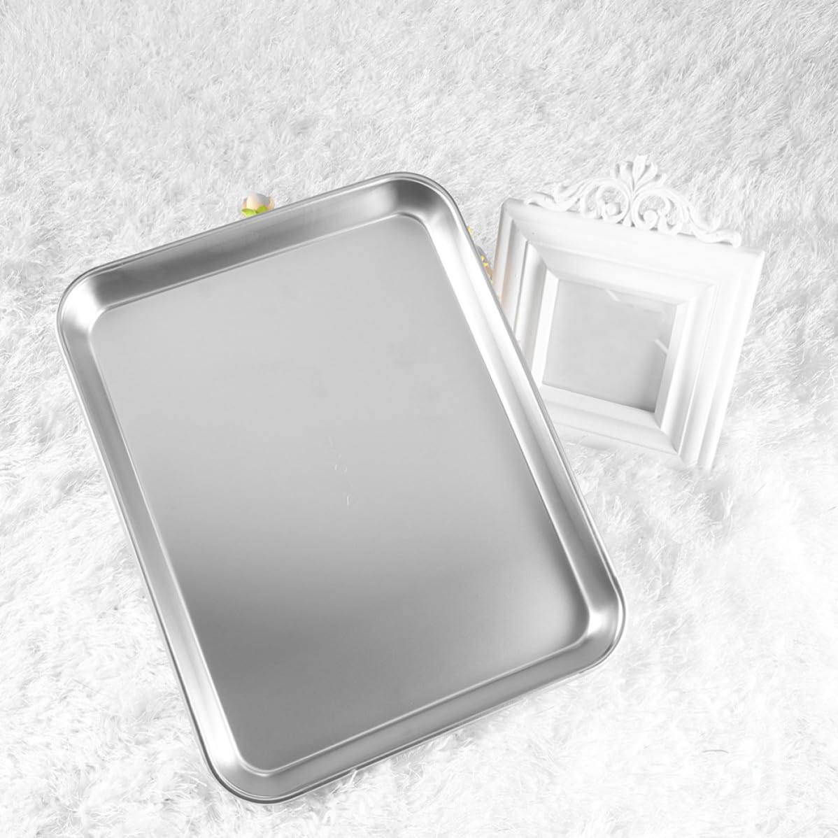 Vassoio Fondo Pezzi 2 in Chirurgico e Acciaio Inossidabile Piatto, Resistente Versatile per Strumenti Medici in Strutture Sanitarie