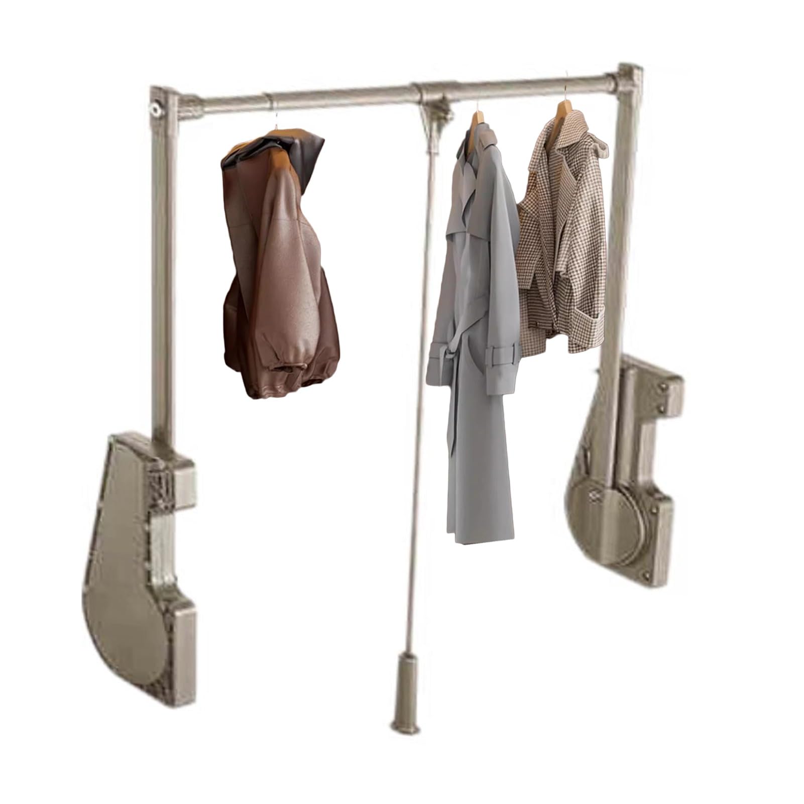 GTHTUHFD Pull Down Closet Rod With Damping Buffer, Side Mounted Adjustable Width For Retail Store Clothing Display Color 5-764-1064mm