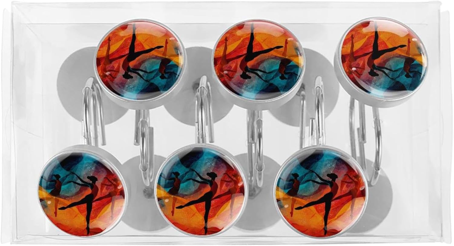 12PCS Rhythmic Gymnastics Colorful (2) Shower Curtain Hooks Metal Rust Resistant Decorative Shower Curtain Hooks Bathroom Decorations