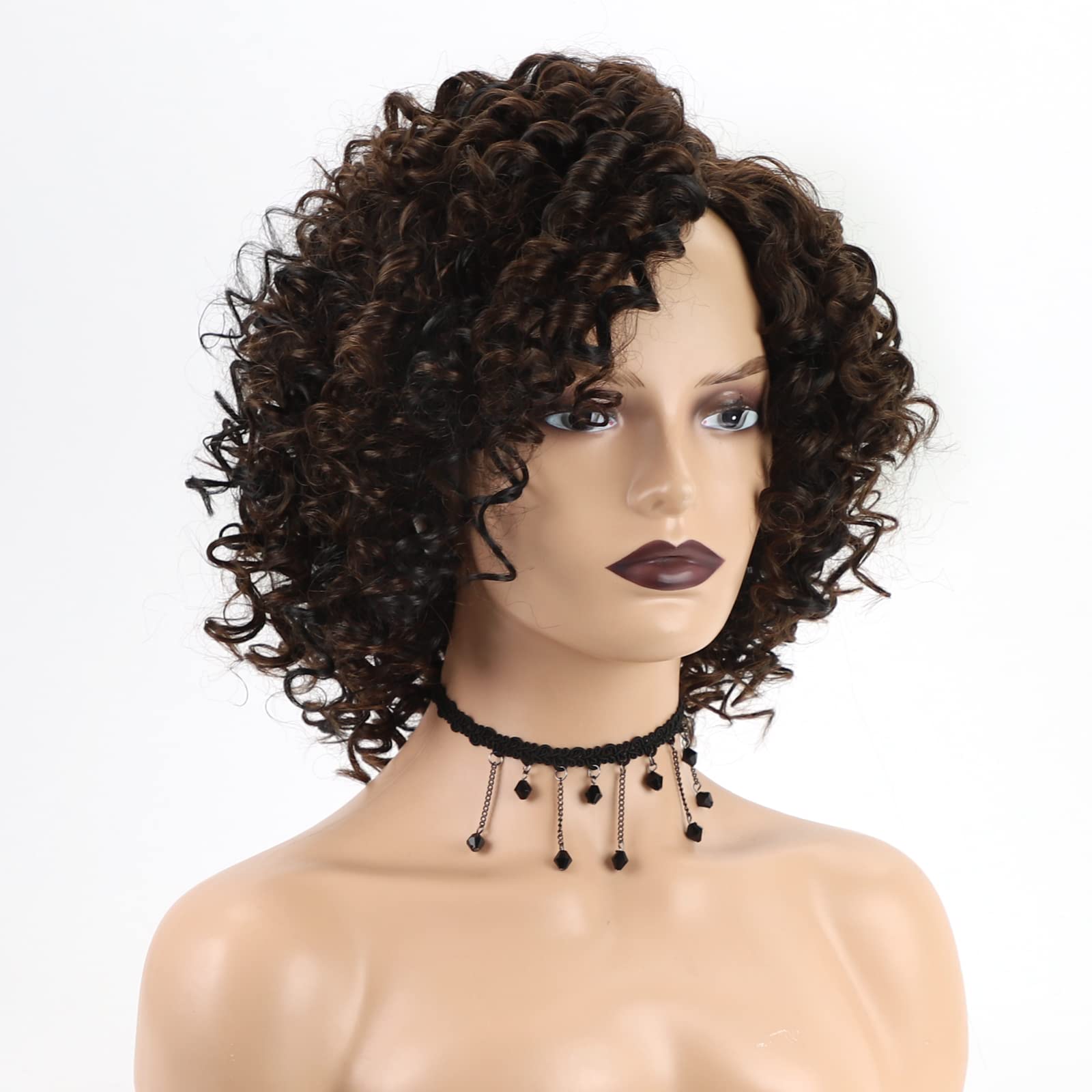 Buy GNIMEGIL Short Curly Wigs For Black Women With Side Bangs Synthetic  buy-gnimegil-short-curly-wigs-for-black-women-with-side-bangs-synthetic