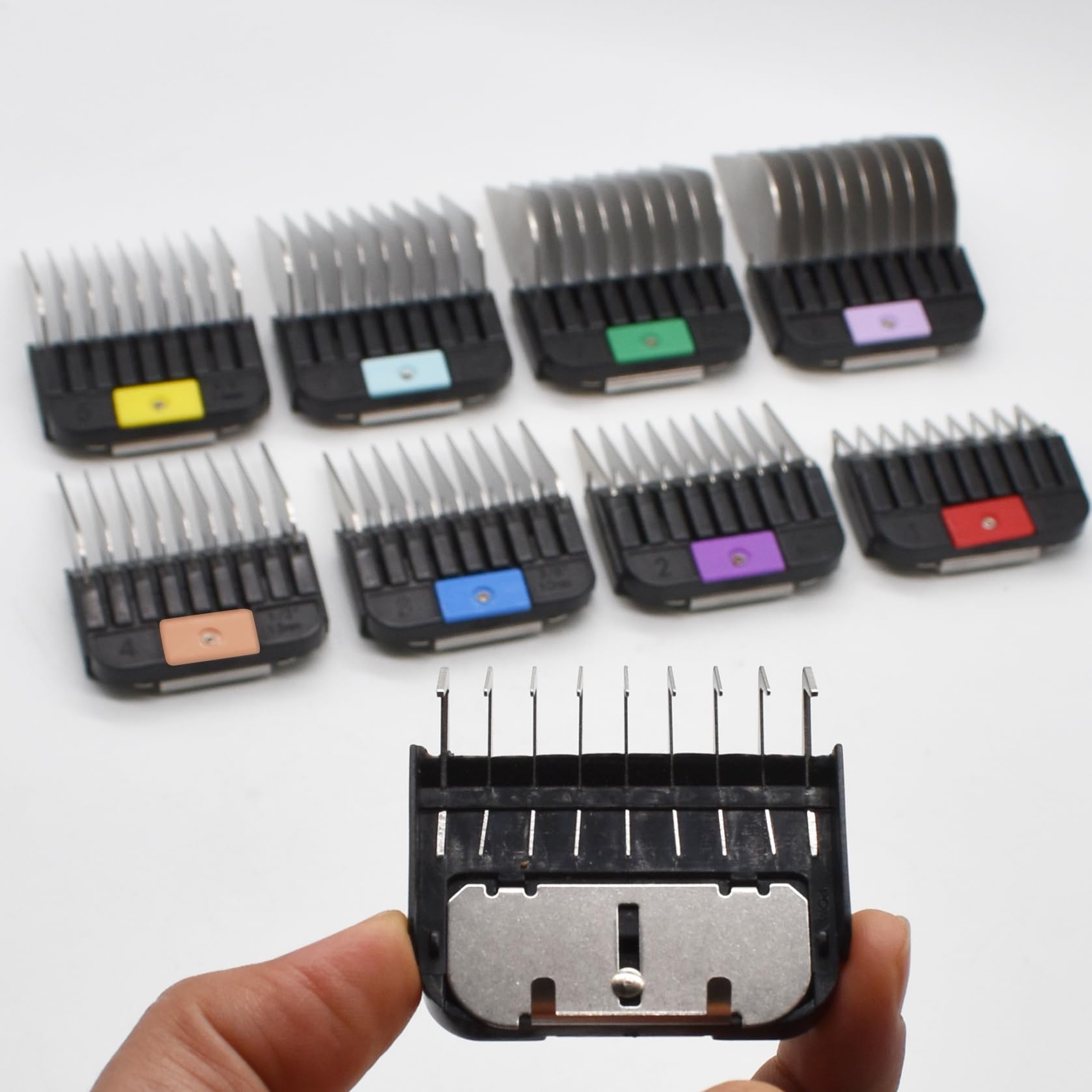 8 peines profesionales de acero inoxidable para animales para peluqueros de mascotas de hoja desmontable estilo A5, compatibles con cortaúñas Wahl KM Series Andis AG BG Oster Classic 76 A5 A6