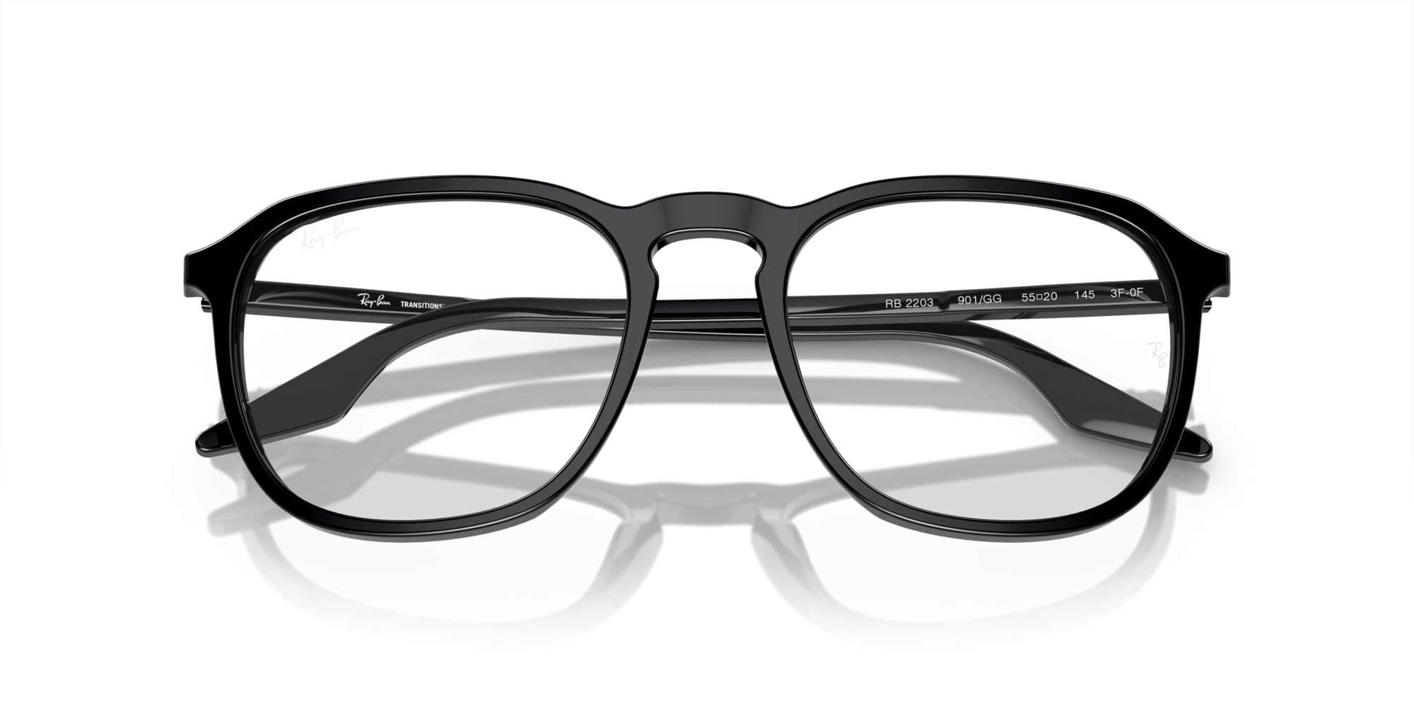 Ray-Ban Unisex Rb2203 kwadratowe okulary przeciwsłoneczne, Czarny/Przejście Przejście do Szafiru, 52 mm