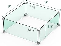 Vista 2 de Skyflame Protector de viento de vidrio para hoguera, cuadrado de 18 x 18 x 6 pulgadas, protector de llama de vidrio templado, juego de parabrisas