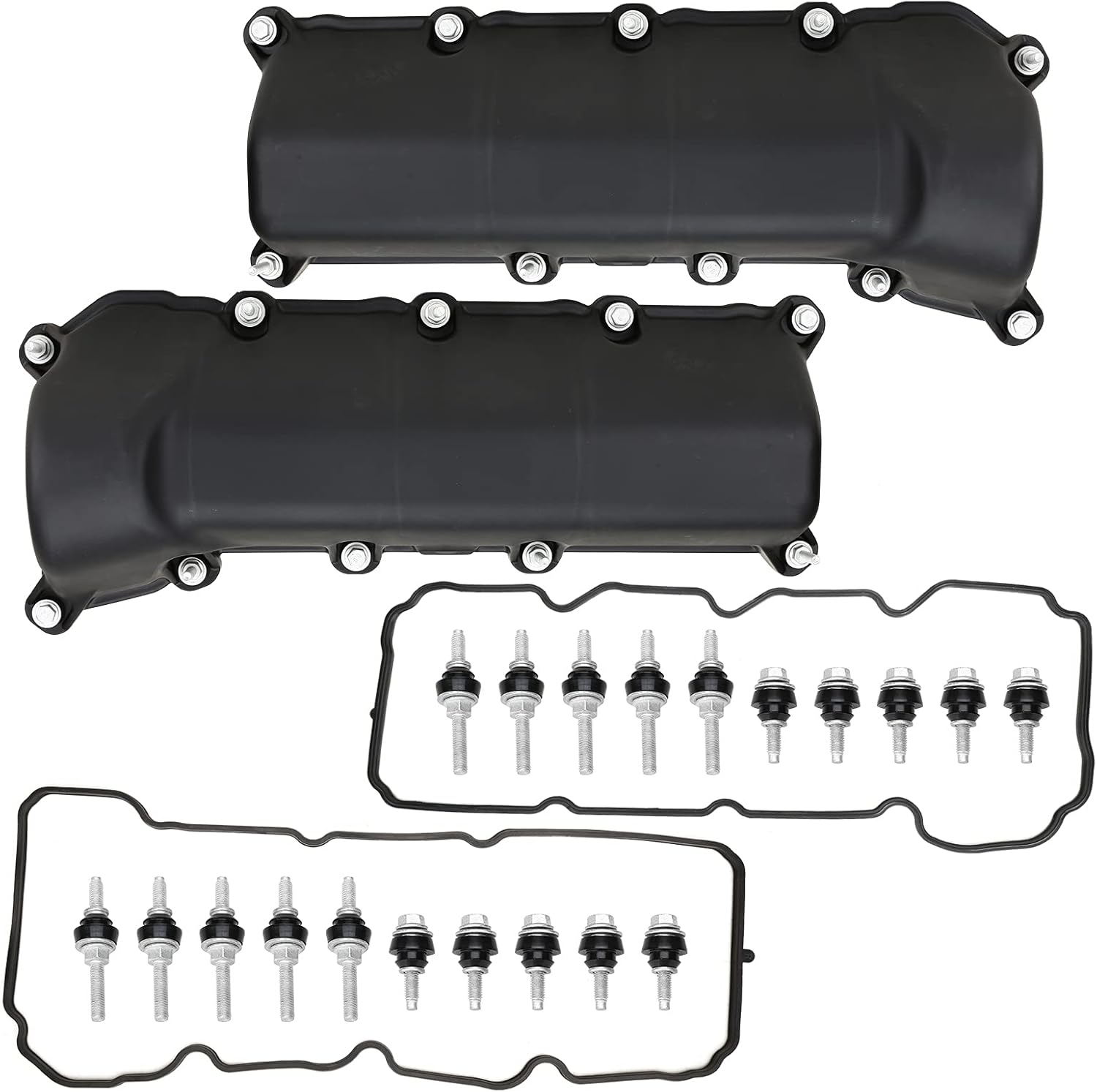 MITZONE Left and Right Engine Valve Cover Set with Gasket Bolts Compatible with 2002-2012 Dodge Dakota Durango Nitro RAM 1500 Jeep Liberty Commander Grand Cherokee 3.7L Replace 53021937AC 53021938AB
