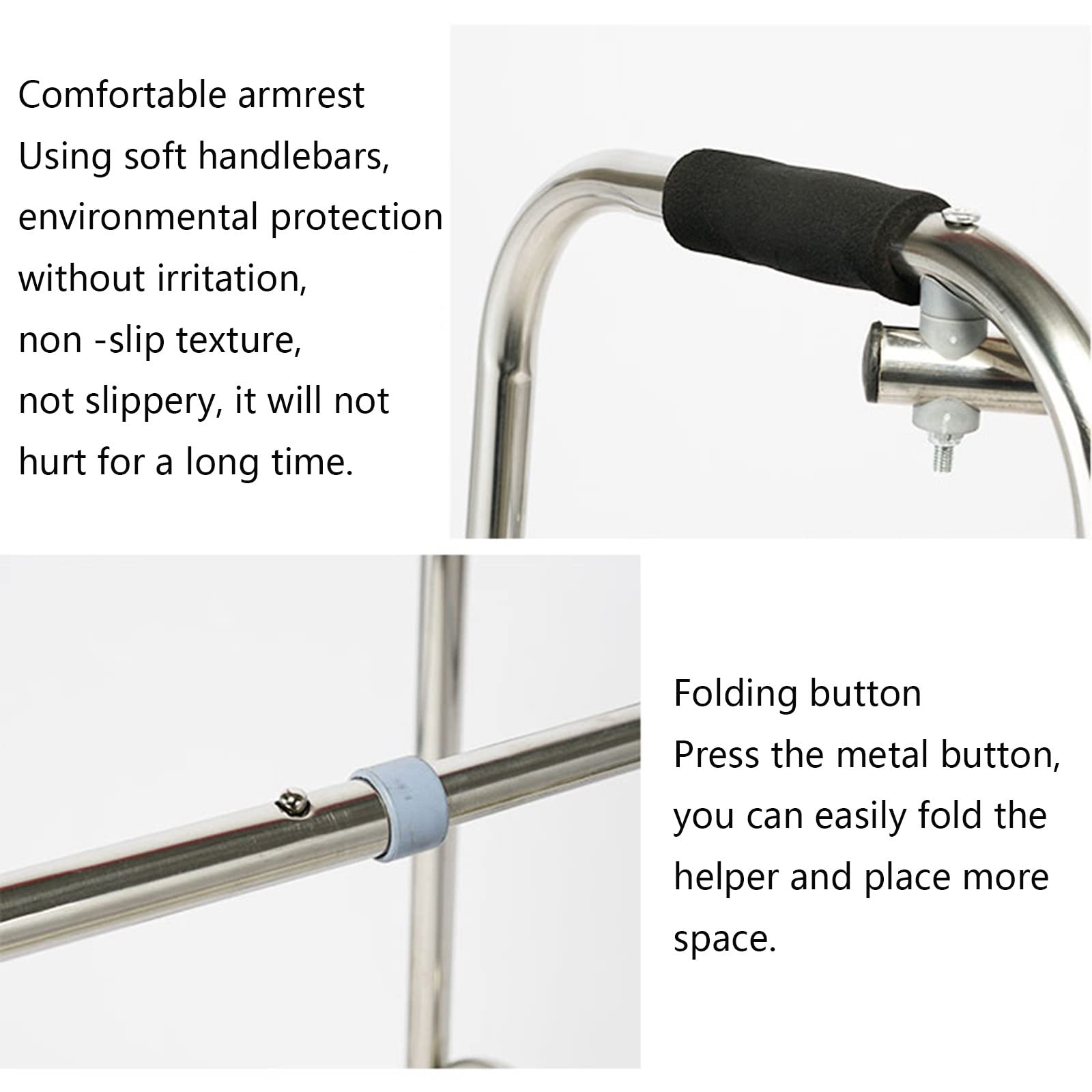 LHX Handrail Frame Auxiliary Walker Stainless Steel Elderly Walker (Size : Semi -Stainless Steel)