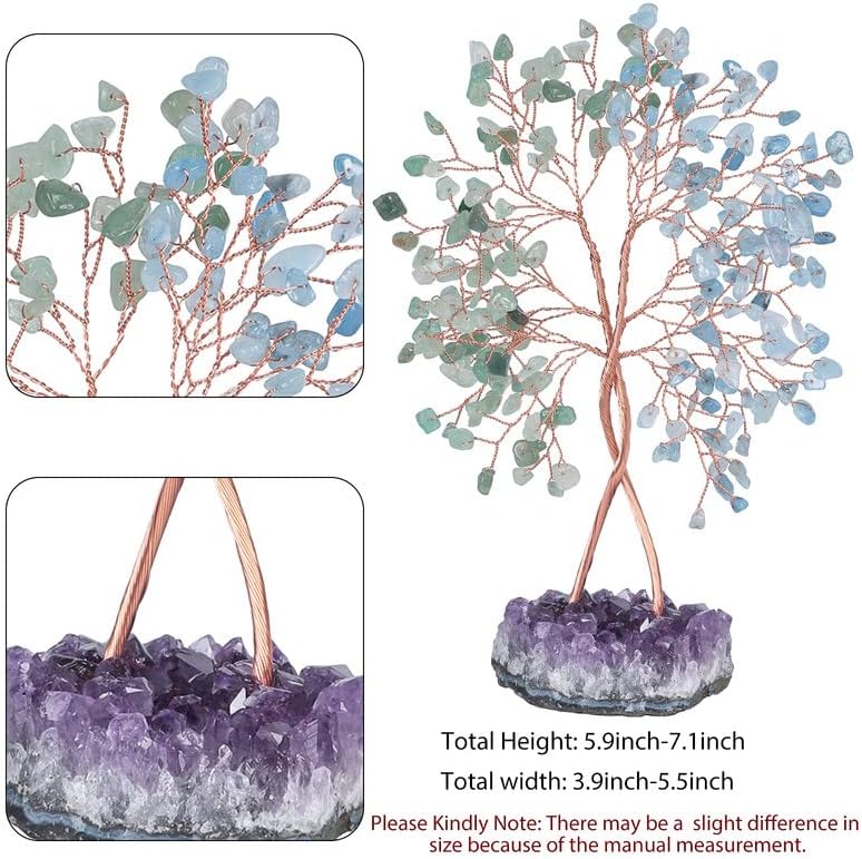 Miniatura 2 de Árbol de la vida de cristal curativo natural sobre base de racimo de amatista, hecho a mano, decoración para el hogar y la oficina, árbol de dinero