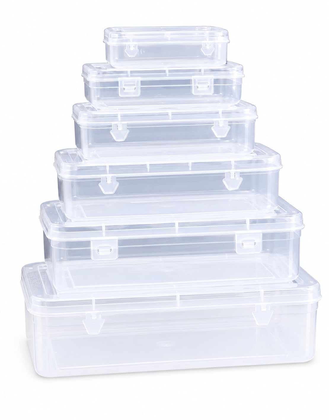 Transparent Plastic Storage Box Set with Secure Lock Lid | Multipurpose Clear Organizer for Jewelry, Cosmetics, Makeup, Craft Supplies, Stationery & Household Items | Stackable Storage Containers-image-48