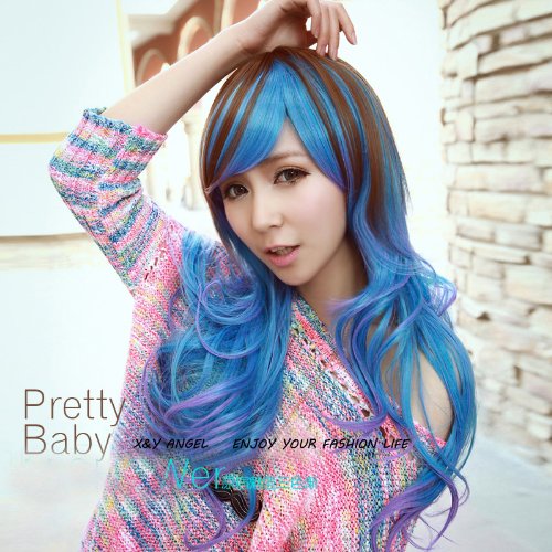 X&Y ANGEL New Long Colorful Curly Lolita Natural Cosplay Split Wig Wigs MJ011