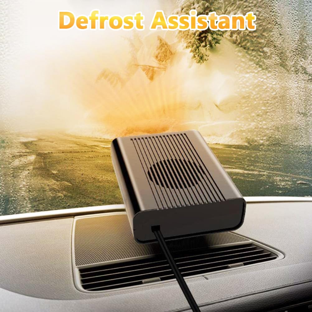 Showvigor Clima Ventola Auto 2-in-1, Riscaldatore e Ventilatore Portatile 150W, Doppia modalità Caldo/Freddo, 360° Rotazione, per Defrosting e Aria Fresca, Universale per Auto