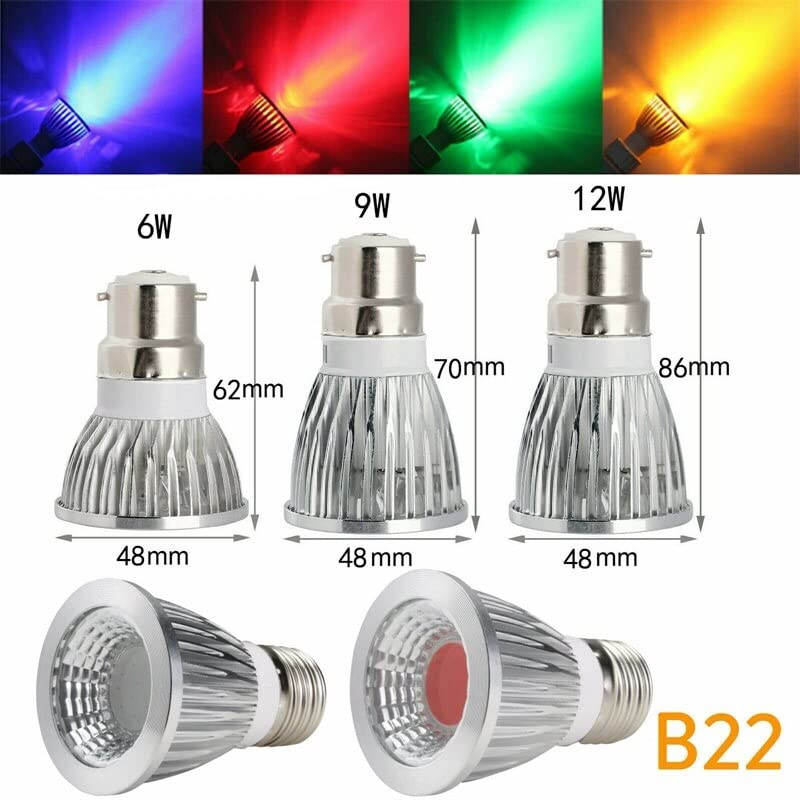Illuminazione per Interni 10 Pezzi AC85-265V COB Faretto a LED 6W 9W 12W Luci a LED E27 E14 GU10 GU5.3 Lampadina a LED COB Lampada a LED Rossa Gialla Blu Verde
