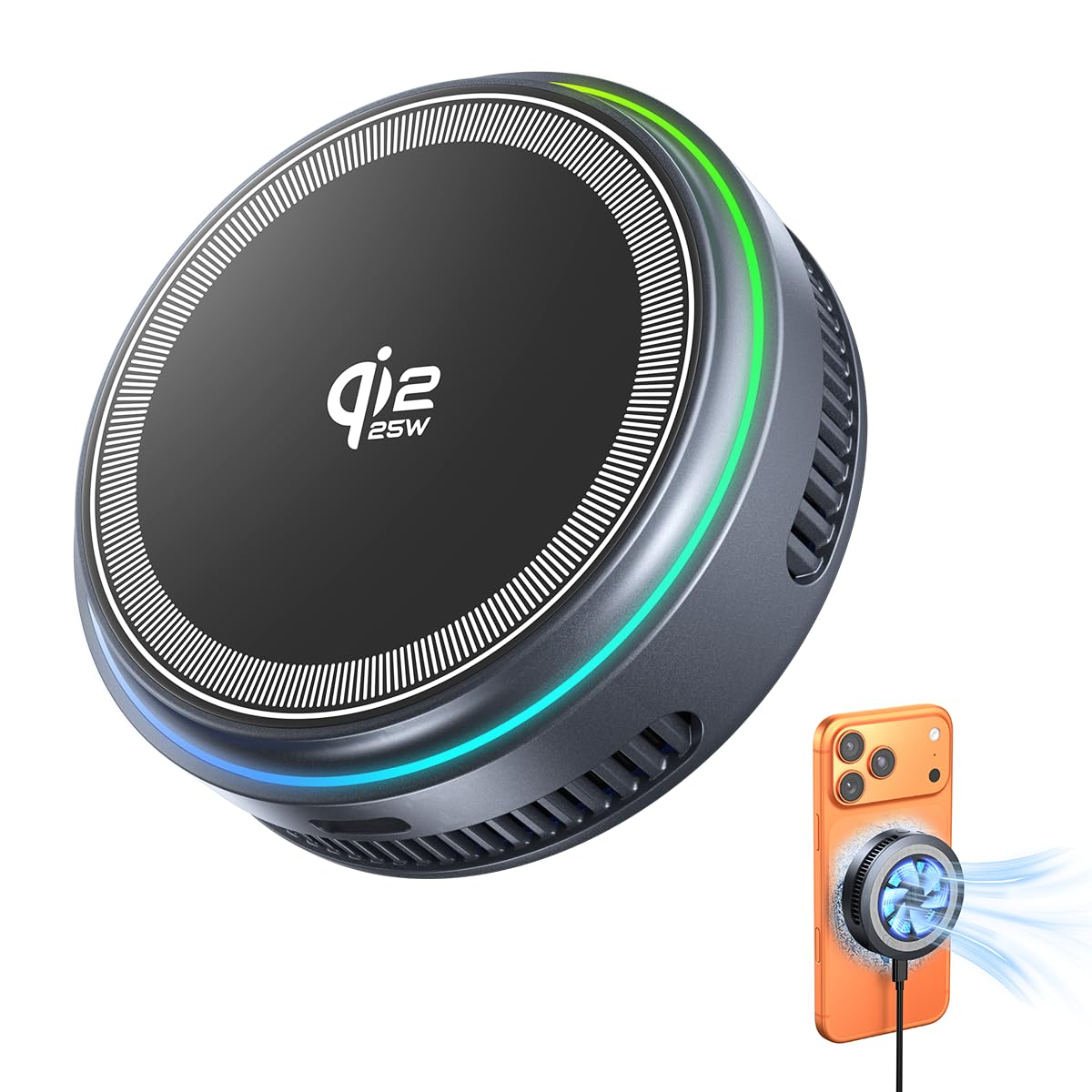 Qi2.2ワイヤレス充電器【25W急速充電+冷却ファン】Magsafe ホルダー…