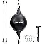 TOCO FREIDO PU Leather Boxing Ball, MMA Double End Punching Ball for Speed and Coordination Gym MMA Boxing Sports Punch Bag with Floor to Ceiling Rope Workout Training Gym Exercise Agility