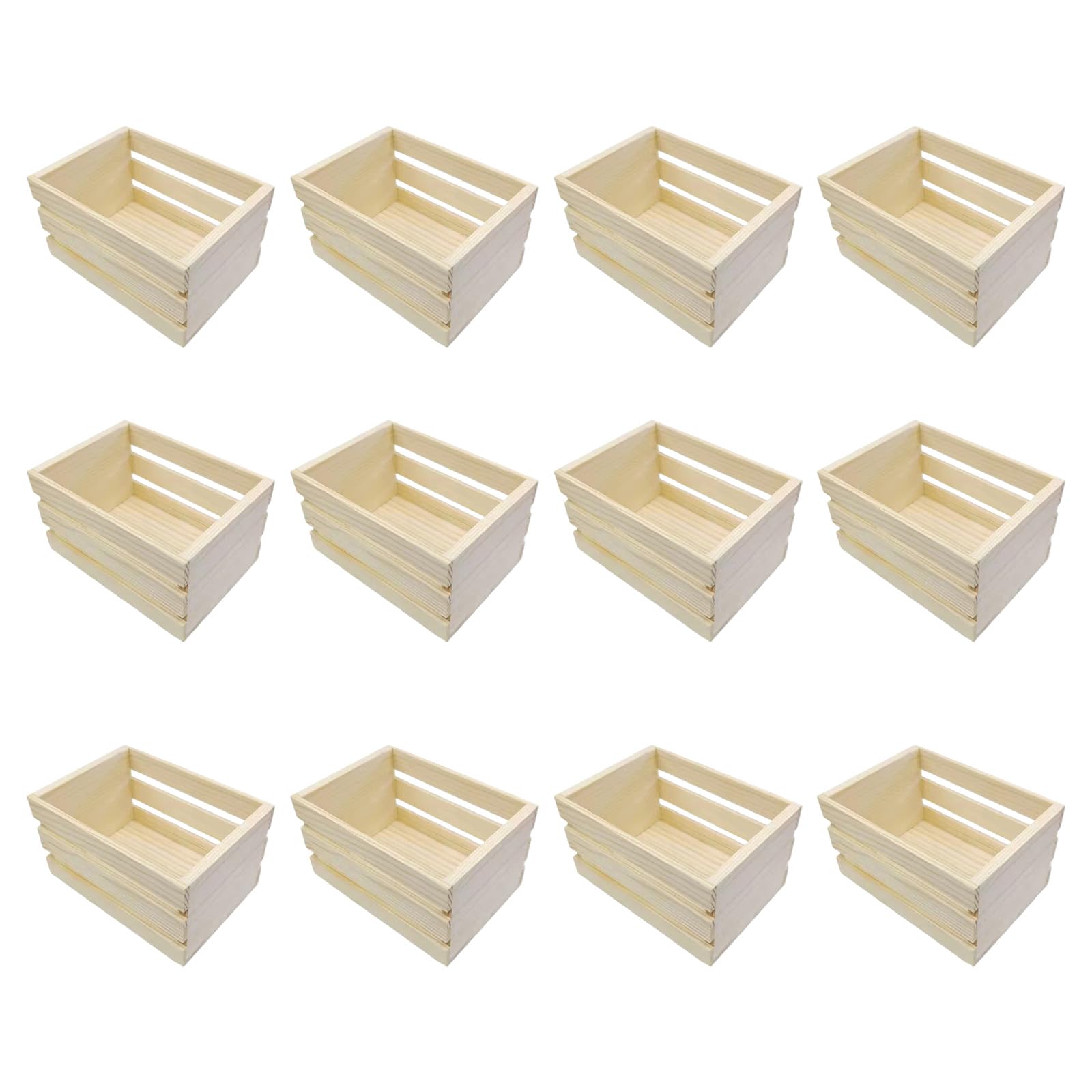 Kangnice 6 / 12Pcs Natural Pine Wood Miniature Storage Basket Rural Wooden Organizers Box Nesting Crates for Living Room Bedroom Miniature Wood Nesting Box