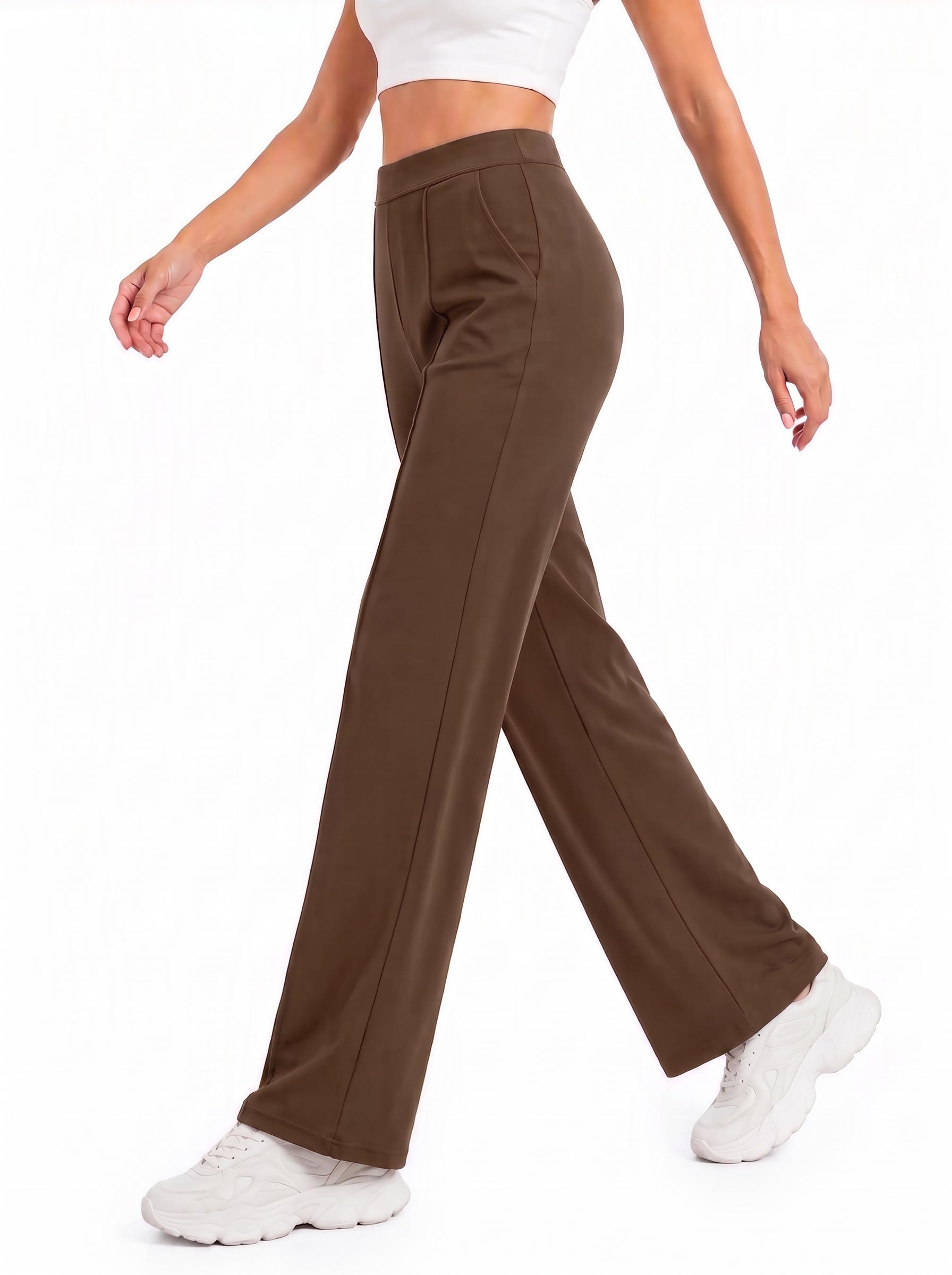 Cicy Bell Damen Business Hose Stretch Anzughose Palazzo Arbeitshose | Gerade Geschnittene, Elegant, Hohe Taille, Casual Bundfaltenhose, Wide leg Stoffhose