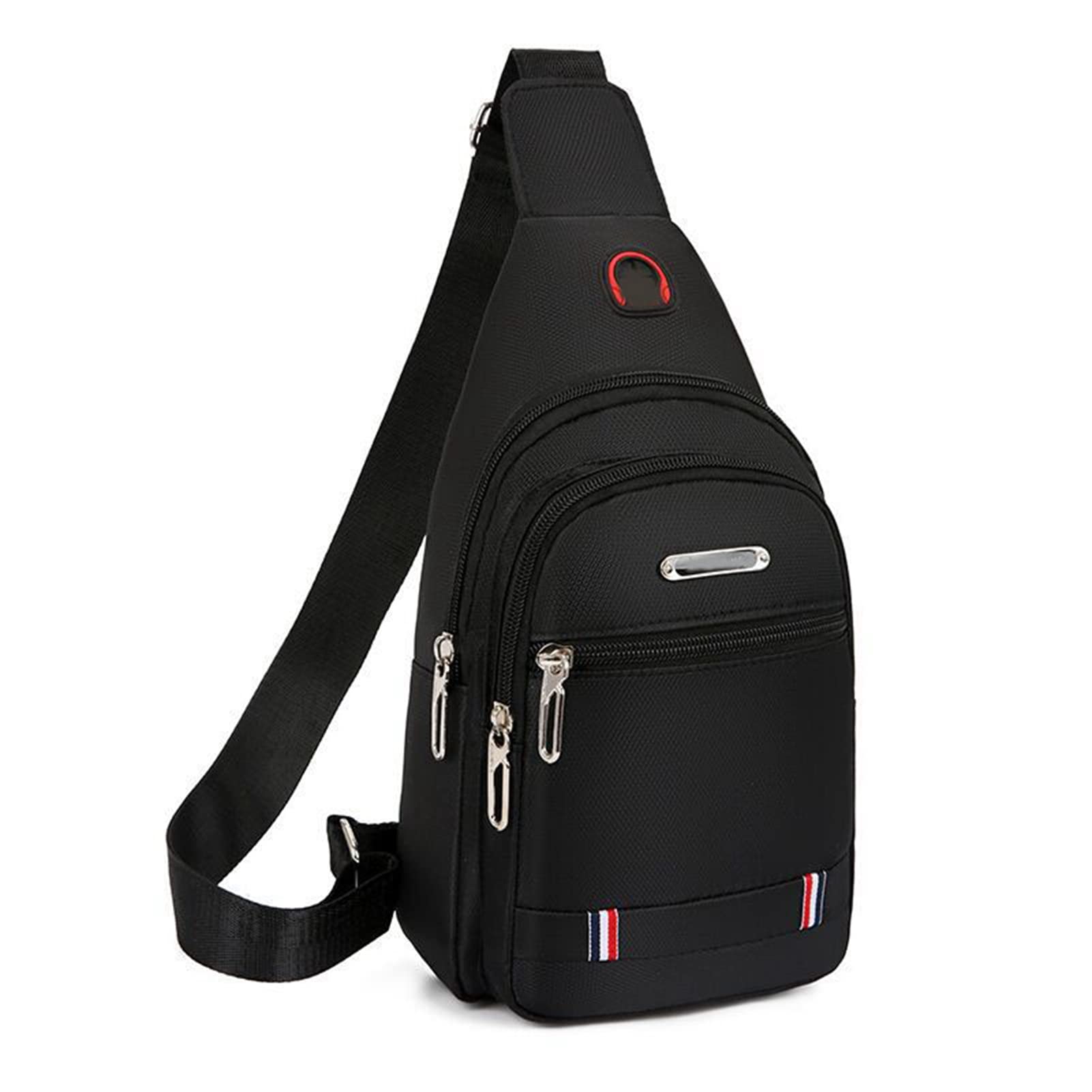 Dilwe Sac de Poitrine Hommes Tissu Oxford Polyester Grande Capacité Sac à Bandoulière Léger