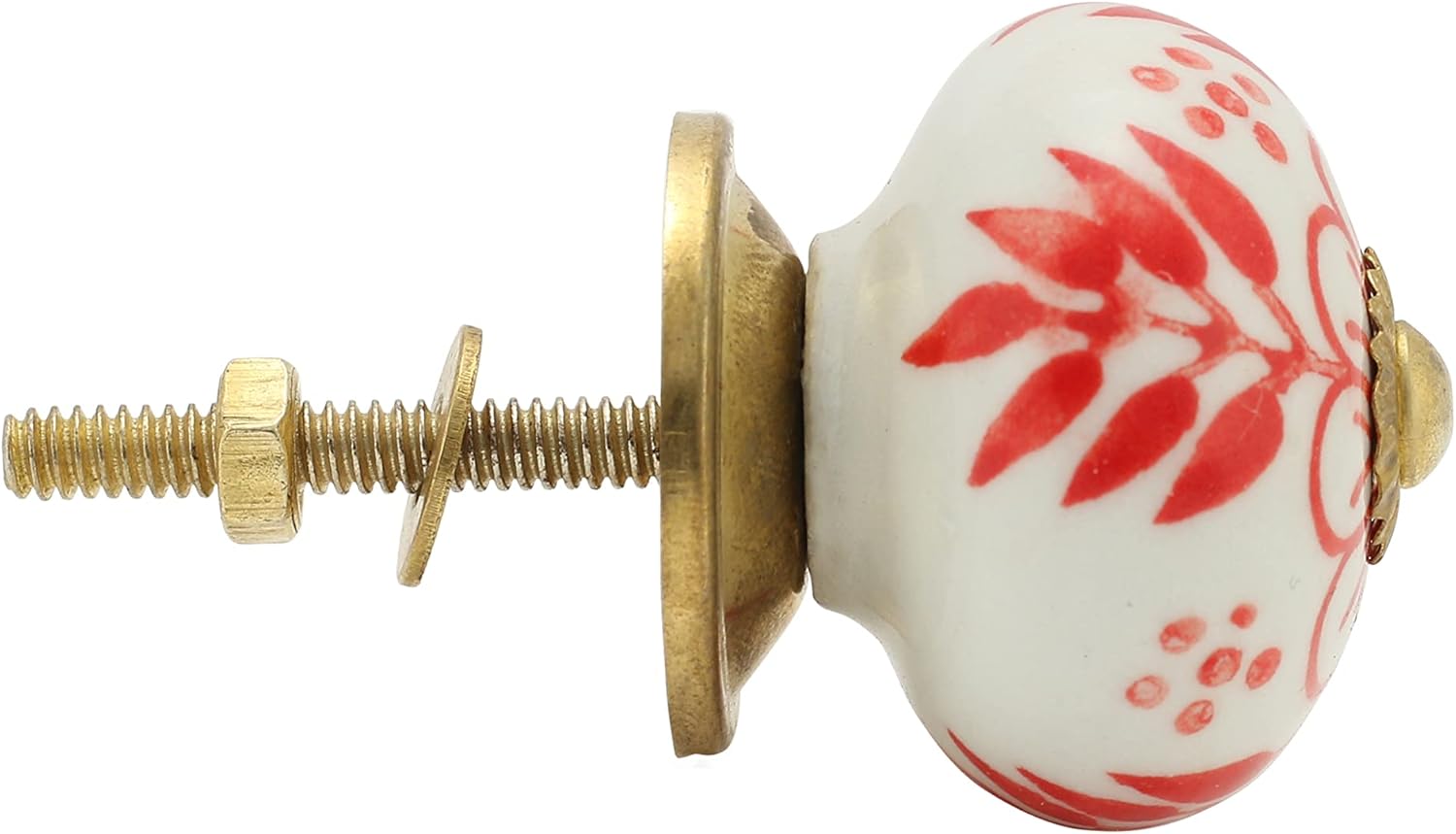 Dresser Knobs - Countryside Handmade Ceramic Drawer Handle Kitchen Cabinets Cupboard Wardrobe Pulls Farmhouse Boho Furniture Hardware - Red Bale - Pack of 4