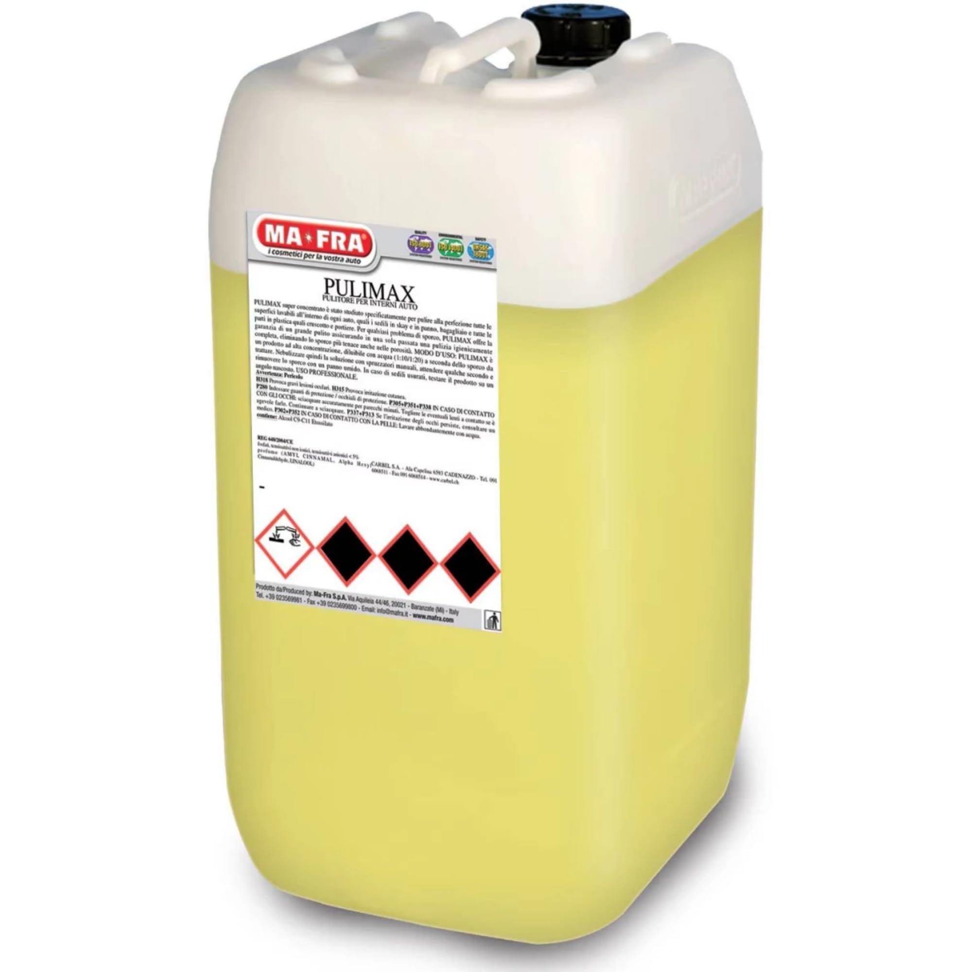 Ma-fra Pulimax 2.0 12 Litri – APC Pulitore Interni Auto Super Concentrato, Detergente per Tessuti, Plastiche e Skay, Rimuove Sporco Ostinato, Senza Alcool né Solventi