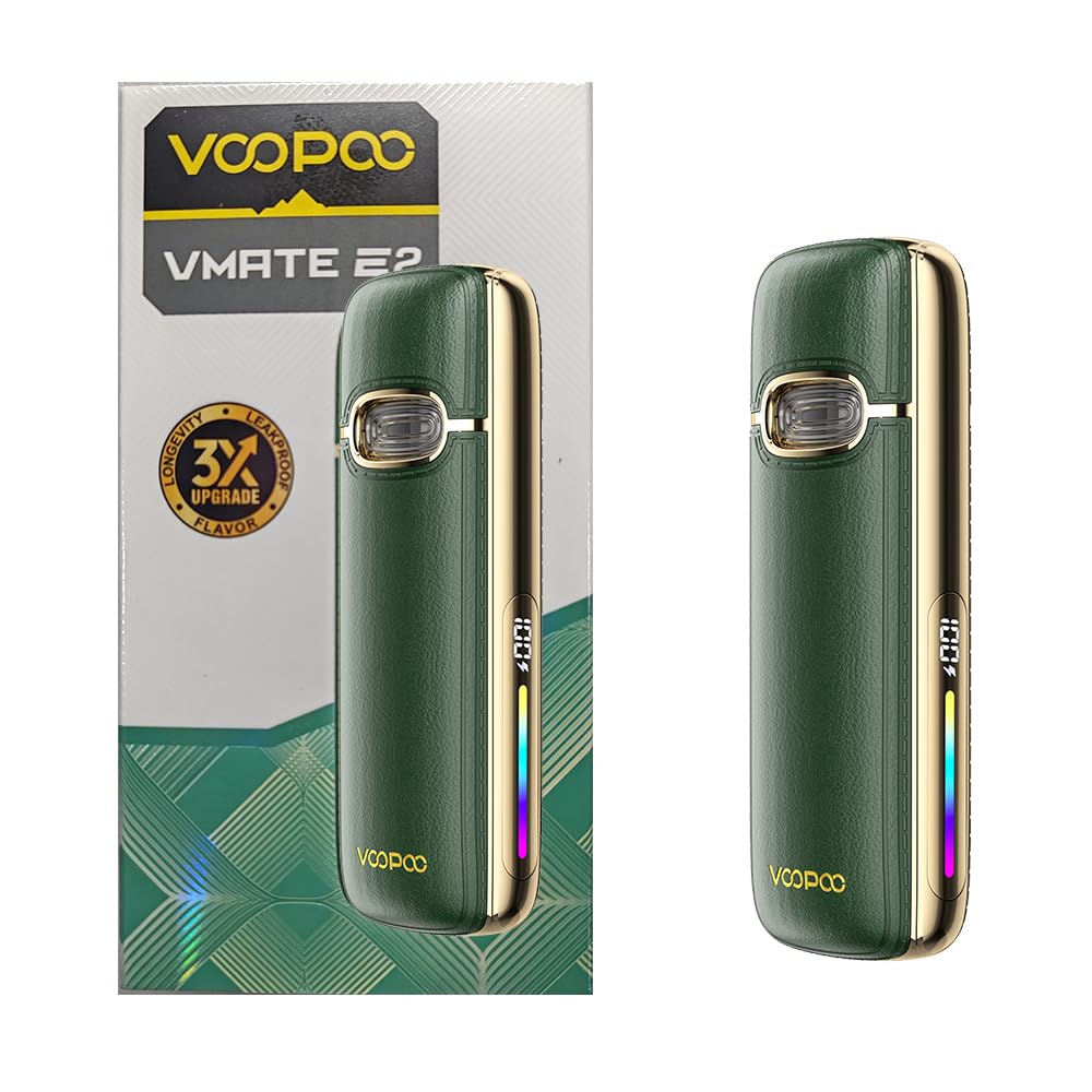 VOOPOO VMATE E2 Kit | VMATE E 2 Mod 1500mAh Batterie 30W + 3ml Vmate Top Fill Cartouche 0.4ohm + 0.7ohm Vaporisateur | Sans nicotine (Vert Émeraude)