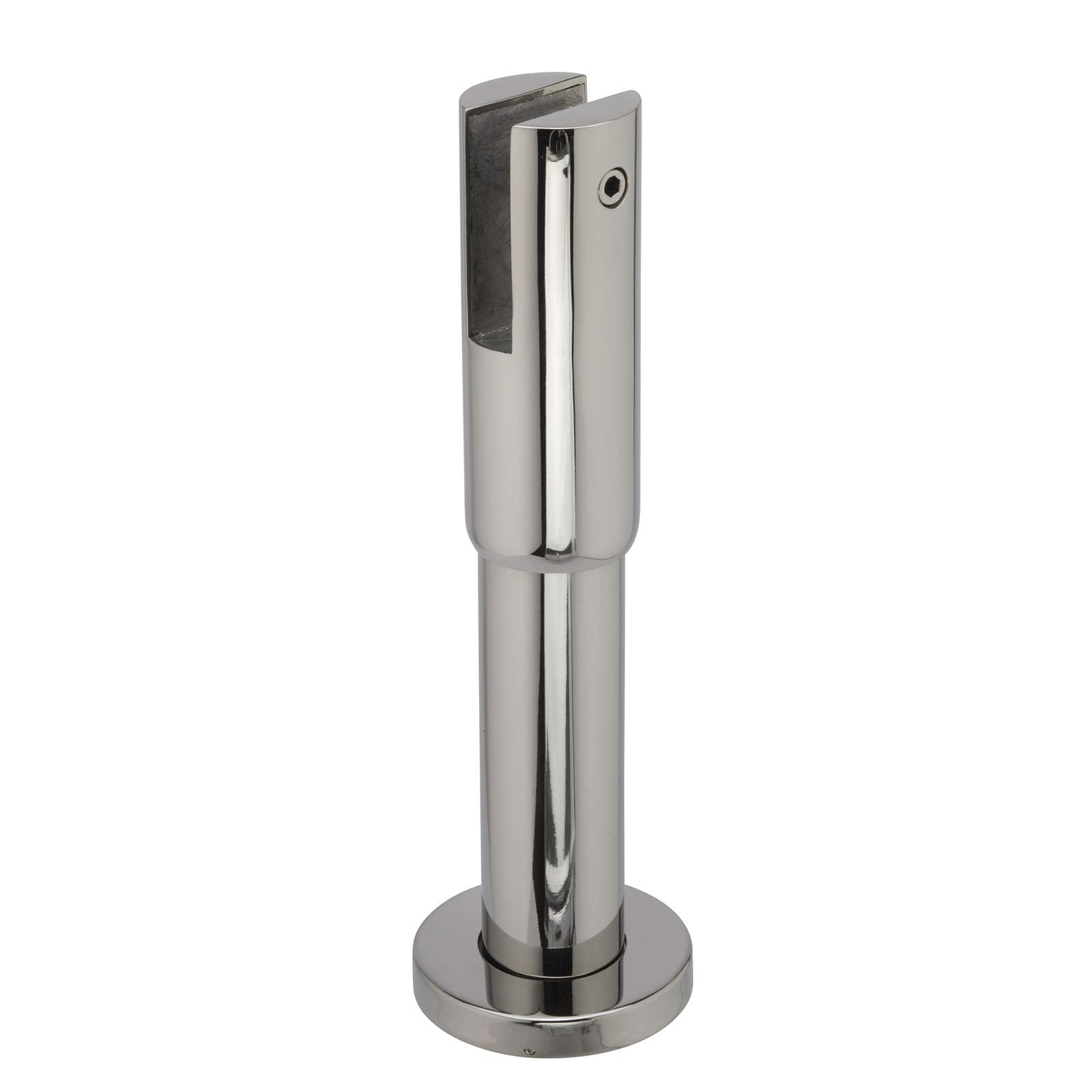 Cubicle Partition Leg with 150mm - 180mm Adjustable Height for 13mm Partitions in Satin Stainless Steel Finish