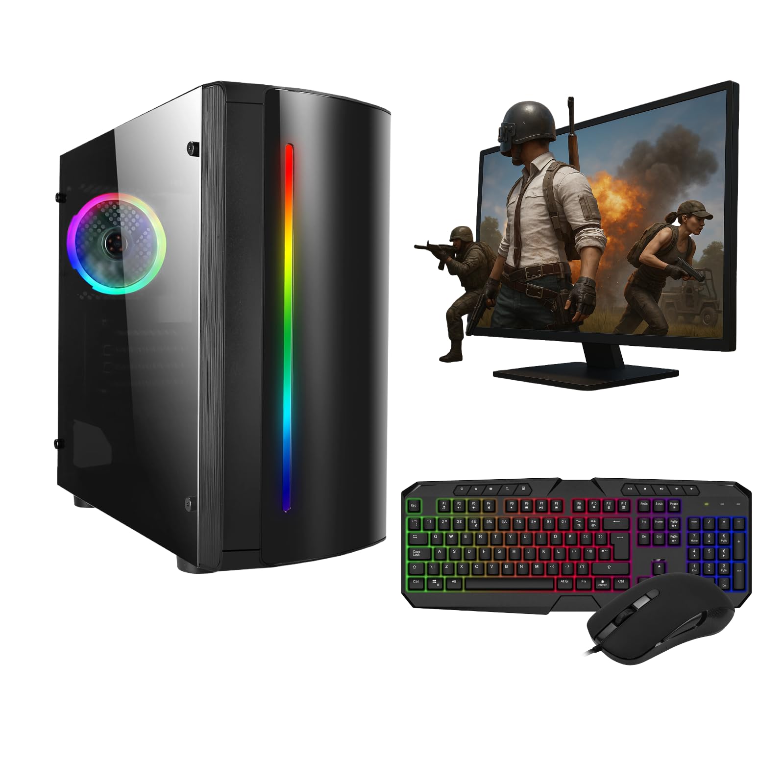 Gaming PC – Intel Core i5, GT 710 2GB Graphics, 16GB RAM, 1TB HDD + 128GB SSD, Windows 11 Pro, 22" Monitor, Keyboard, Mouse – High-Performance Gaming PC Bundle (CIT Seven Black) — view 9